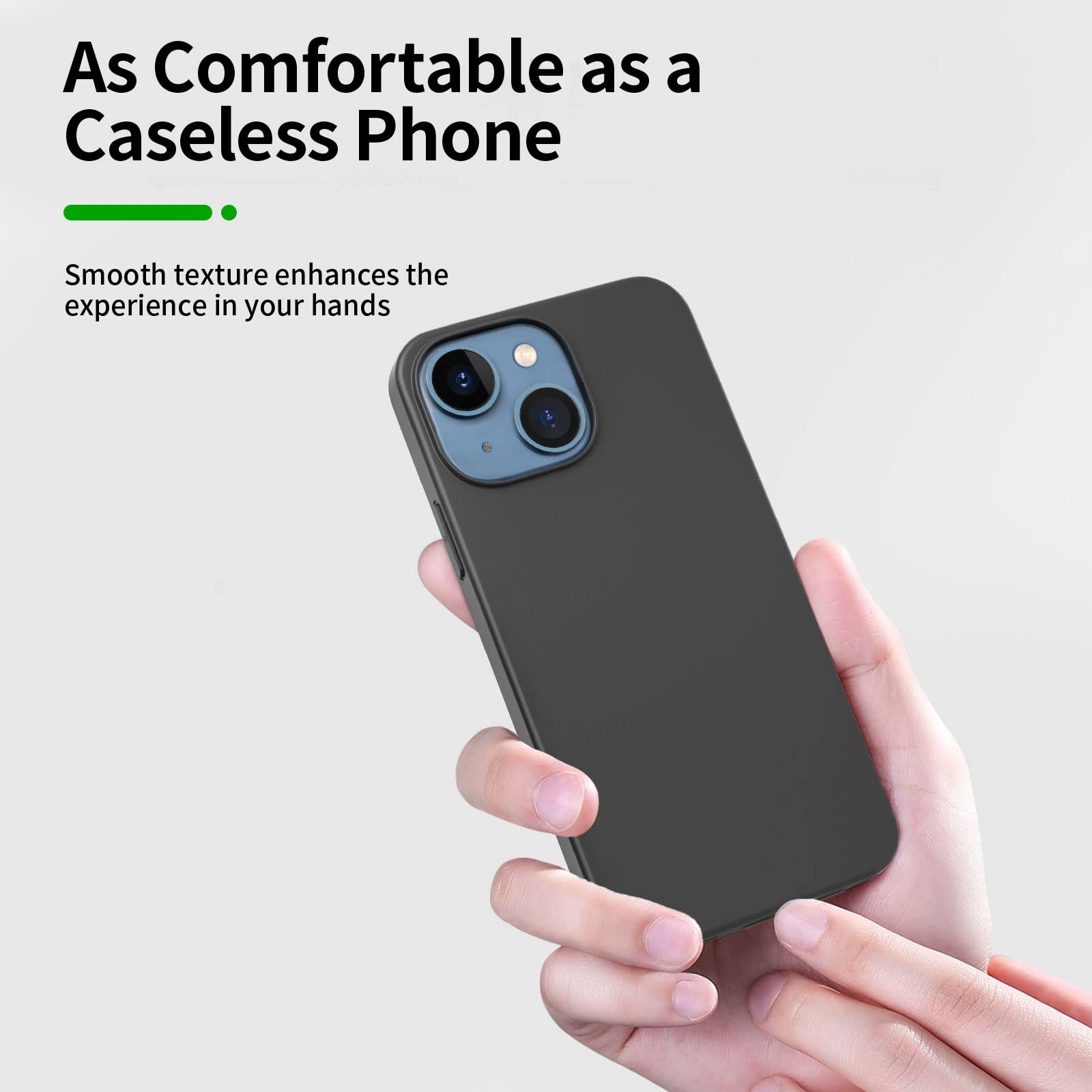 NEW'C Cover per iPhone 13 (6,1 Pollici) in silicone custodia ultra sottile nero e 2 × vetro temperato per iPhone 13 (6,1 Pollici), pellicola protettiva per schermo