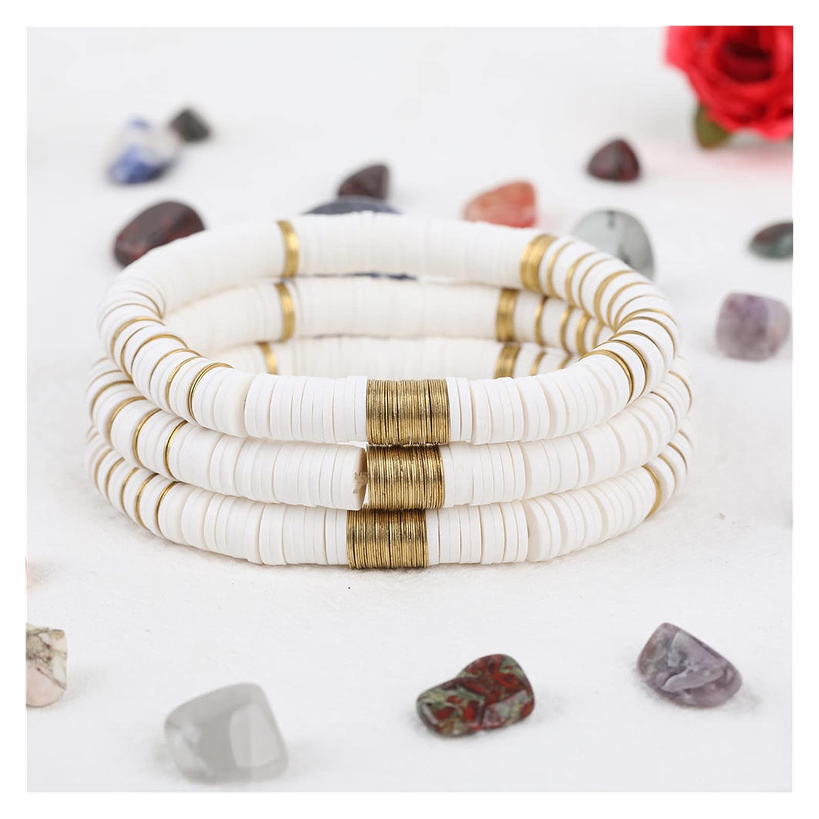 armbänder für Damen, 8 mm blätter, elastisches Schnur-Armband, Boho-perlen, freundschaftsarmband