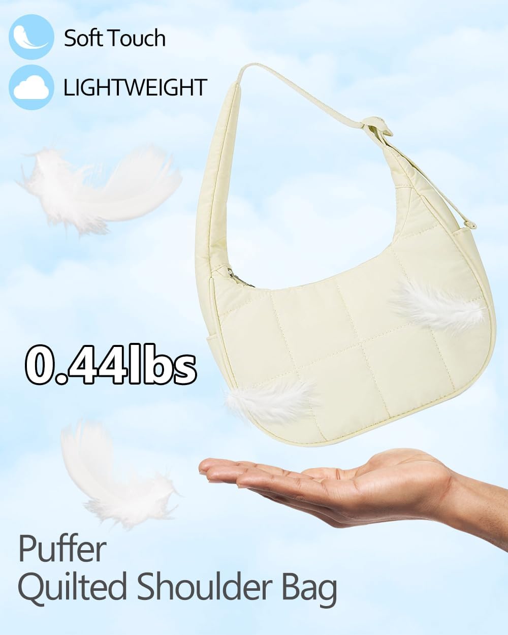 Small Crescent Puffer Purse Shoulder Bag for Women Nylon Quilted Purses Bag Adjustable Shoulder Strap Puffy bag - Image 6