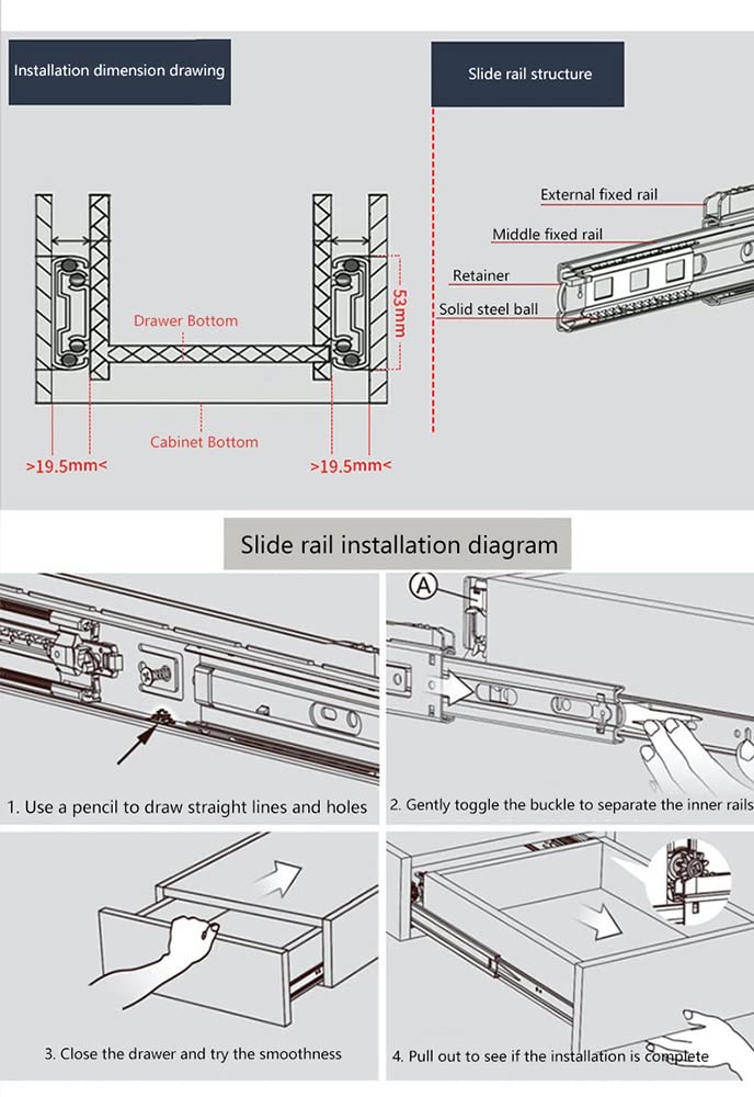 Guías para cajones de Alta Resistencia Guías para cajones de Alta Resistencia con Cerradura, rieles deslizantes telescópicos, rieles para Cajas de Herramientas, rieles para cajones con herr