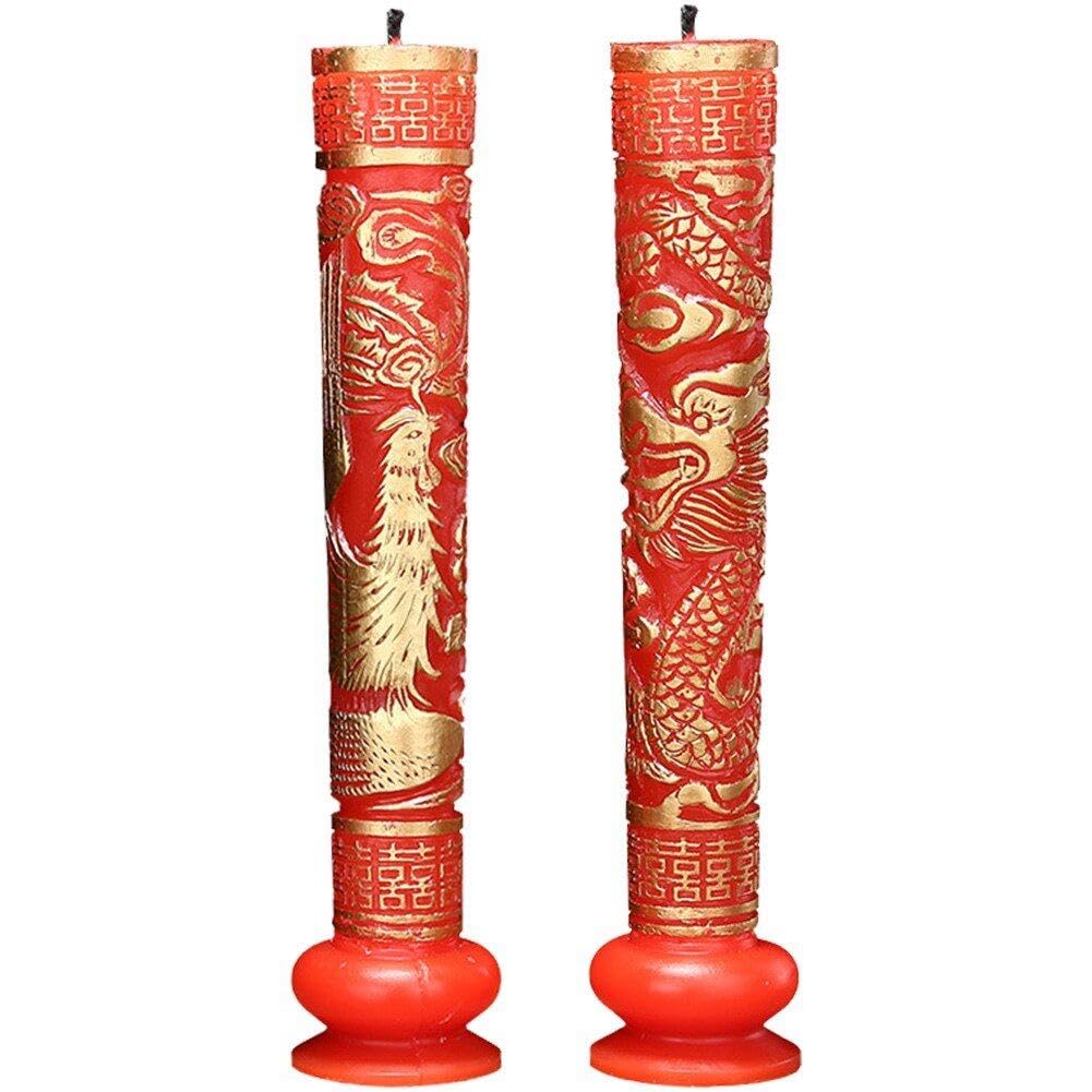 Bougies traditionnelles de mariage Sanfly : l'art du pilier Dragon Phénix