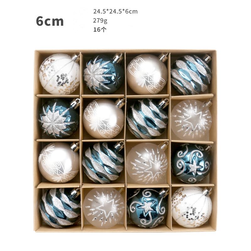 Bolas de Navidad, Champagne Bolas de Navidad 16Pcs 6cm Baubles Decoraciones claras para Las Vacaciones del árbol Casa Decoración de la Fiesta de Navidad ﻿ (Noche Azul Blanco)