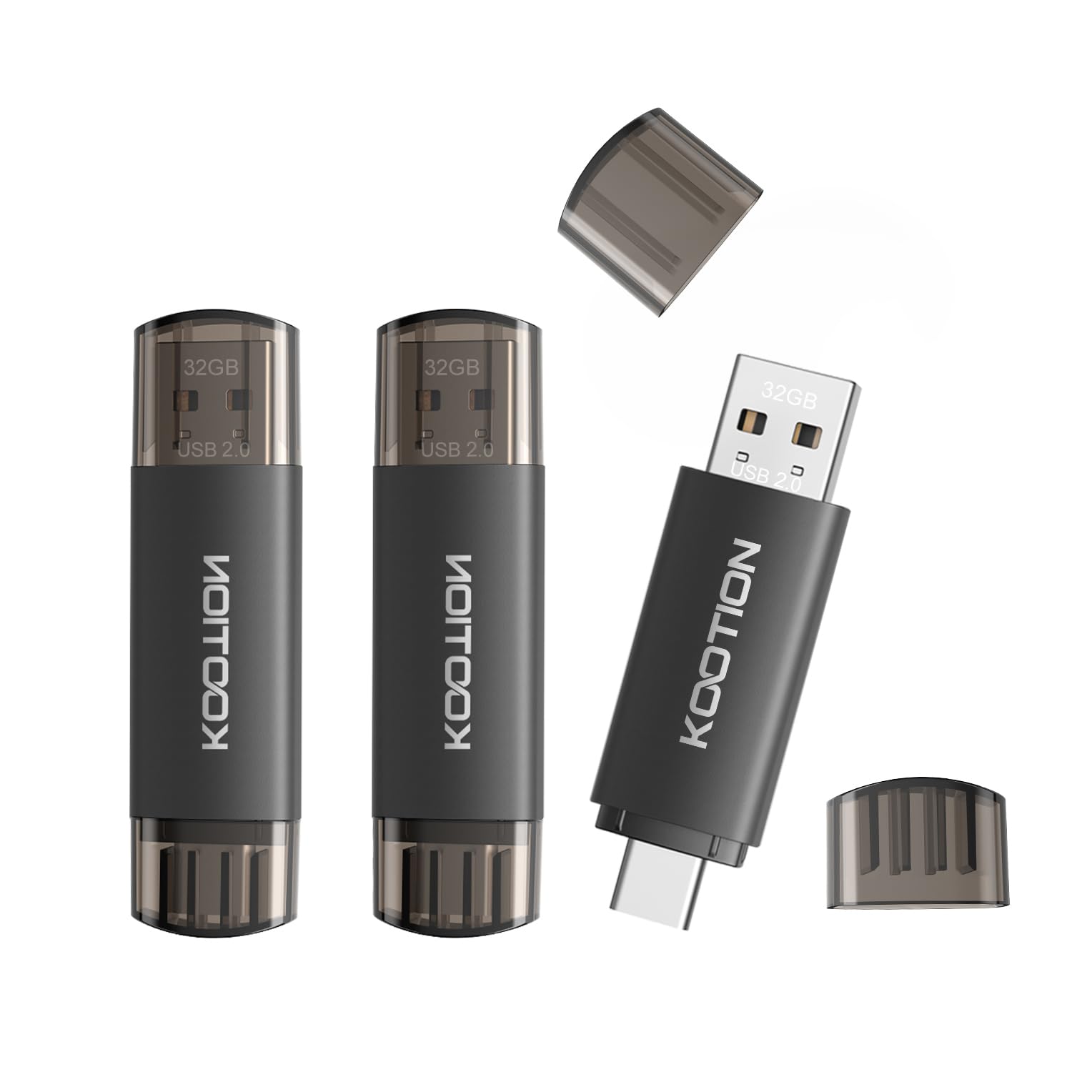 KOOTION Memoria USB Tipo C 64GB 2 en 1 Memoria Flash 64 GB USB 3.0 USB A & Tipo C Llave metálico Mini Pendrive USB C UDP-Tech USB C OTG Llave portátil para Ordenador Mac Smartphone Tablet (Negro) — view 13