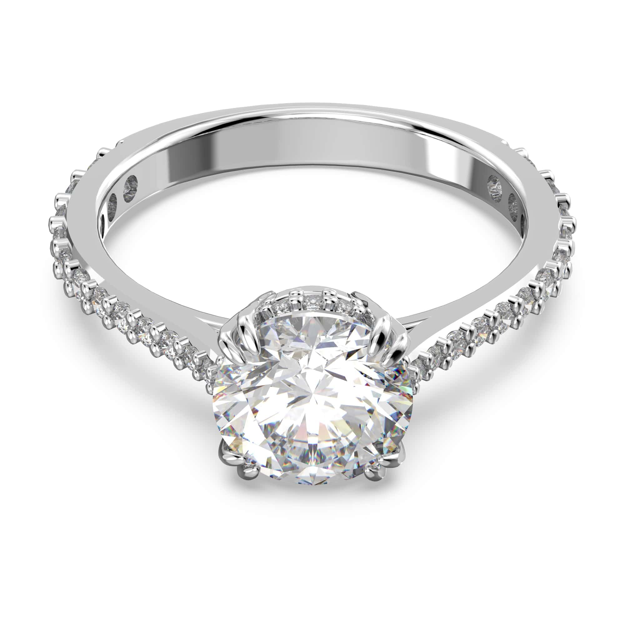 Swarovski Stilla Kollektion Cocktailring, Rundschliff, Pavé, Weiß