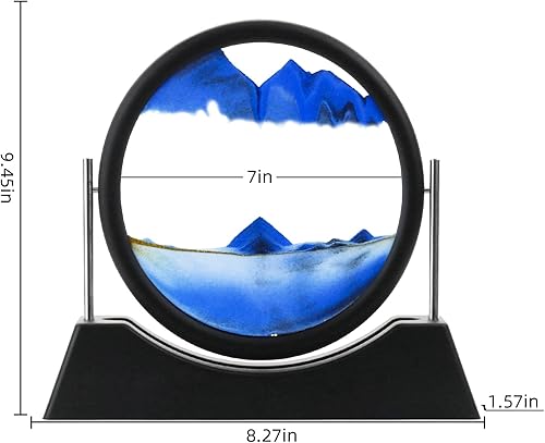 Miniatura 2 de Liangding Moving Sand Art Liquid Motion,3D Flow Sand Painting Quicksand Decor,Stress Relief Moving Sand Art Picture with Round Glass for Office Home