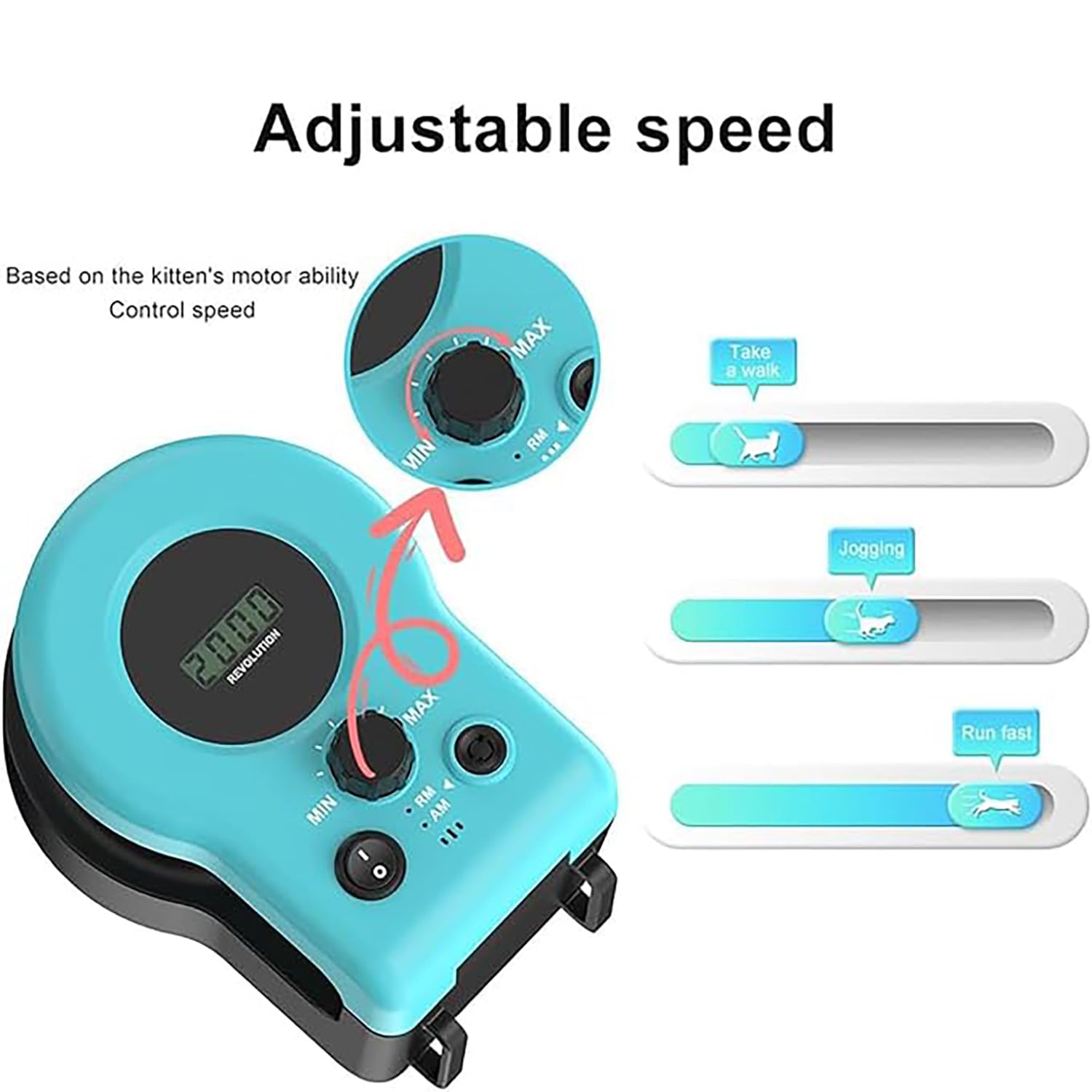 Giochi Gatti interattivi con Ruota Gatto, Giocattoli per Gatti Automatici/Telecomando, Giocattolo Gatto interattivo a velocità Regolabile, per Dispositivo di Allenamento Interno Tapis roulant Gatto