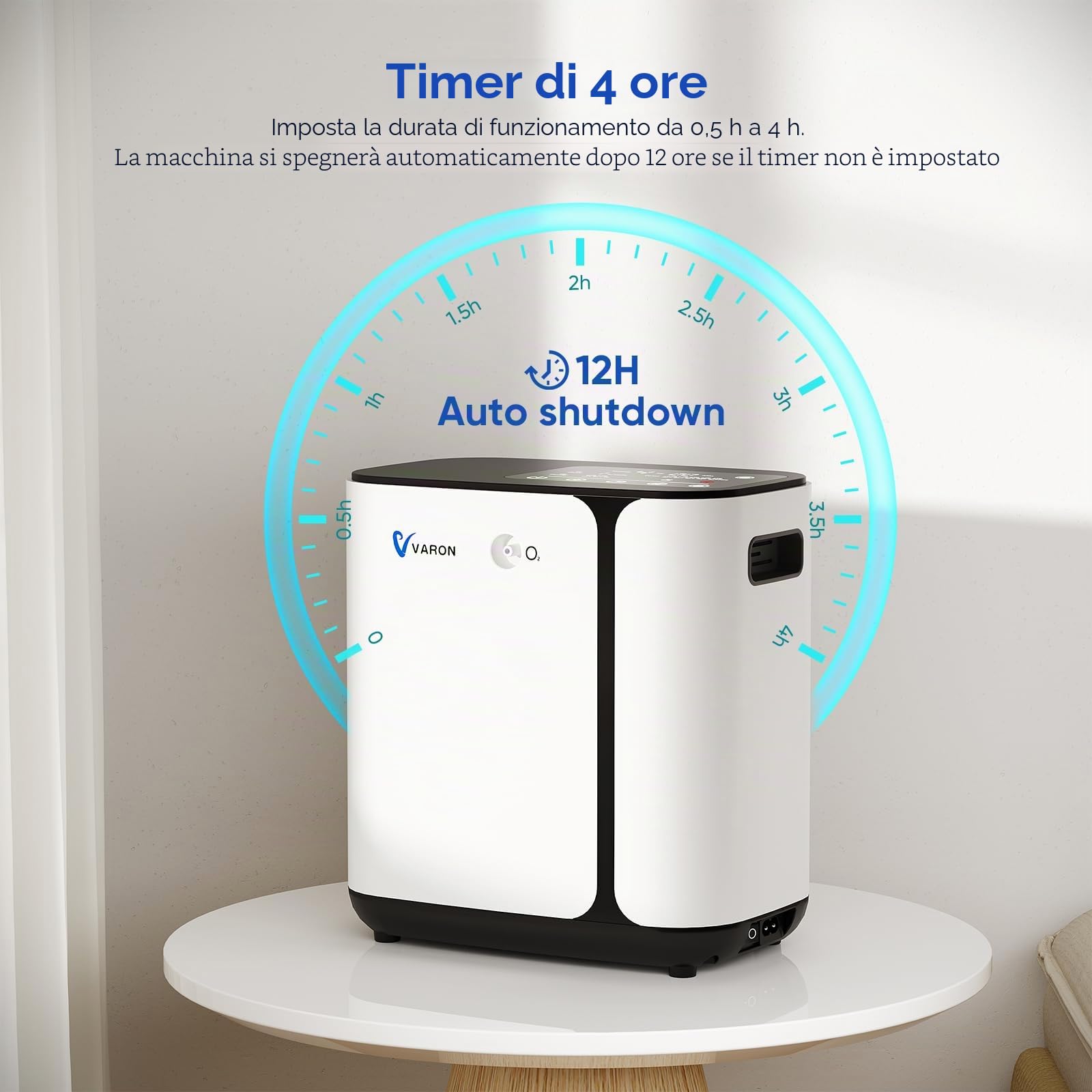 Concentratore di ossigeno mobile, dispositivo di ossigeno per casa, 1 – 6 l/min, concentrazione 93%, timer (0,5 – 4 ore), ciclo di lavoro 24 ore per auto, gite e viaggi (istruzioni in tedesco)
