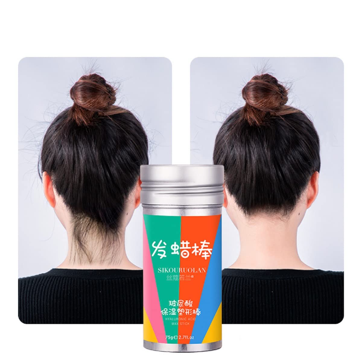 Wax Stick for Hair, Hair Pomade Stick Long-Lasting Styling Wax Stick, Hair Wax Stick Smoothing & Slick Stick for Hair Wigs, Styling Waxes for Fly Away & Edge Frizz Hair (2.7 oz)