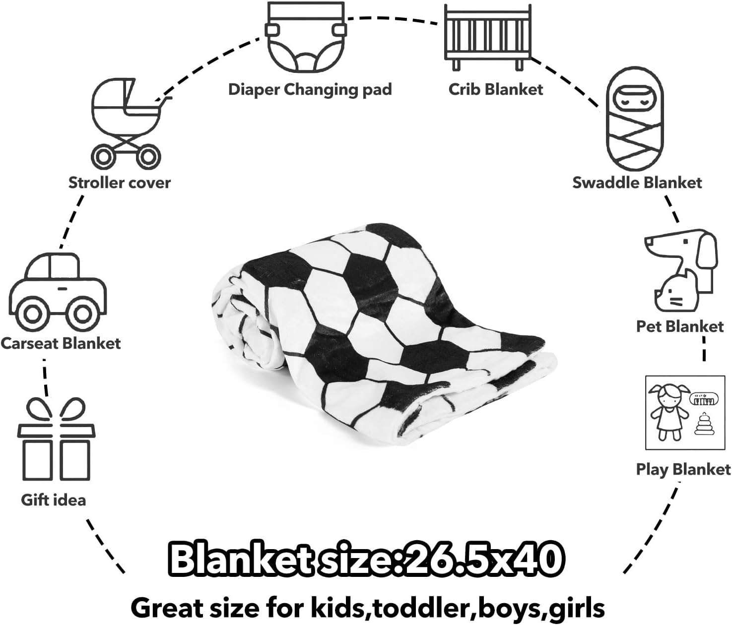 Soccer Baby Blanket for Boys Girls Soft Fleece Minky Blanket with Dotted Backing Double Layer Newborn Toddler Blankie for Nursery Stroller Crib Gift Ideas to Son Nephew Grandson 26.5 * 40 - Image 6