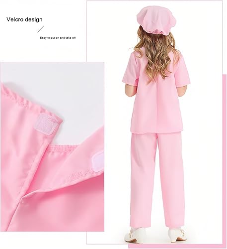 Miniatura 4 de Ropa quirúrgica para niñas, disfraz de médico, 7 piezas, kits de juego con disfraz y accesorios para fiestas de Halloween