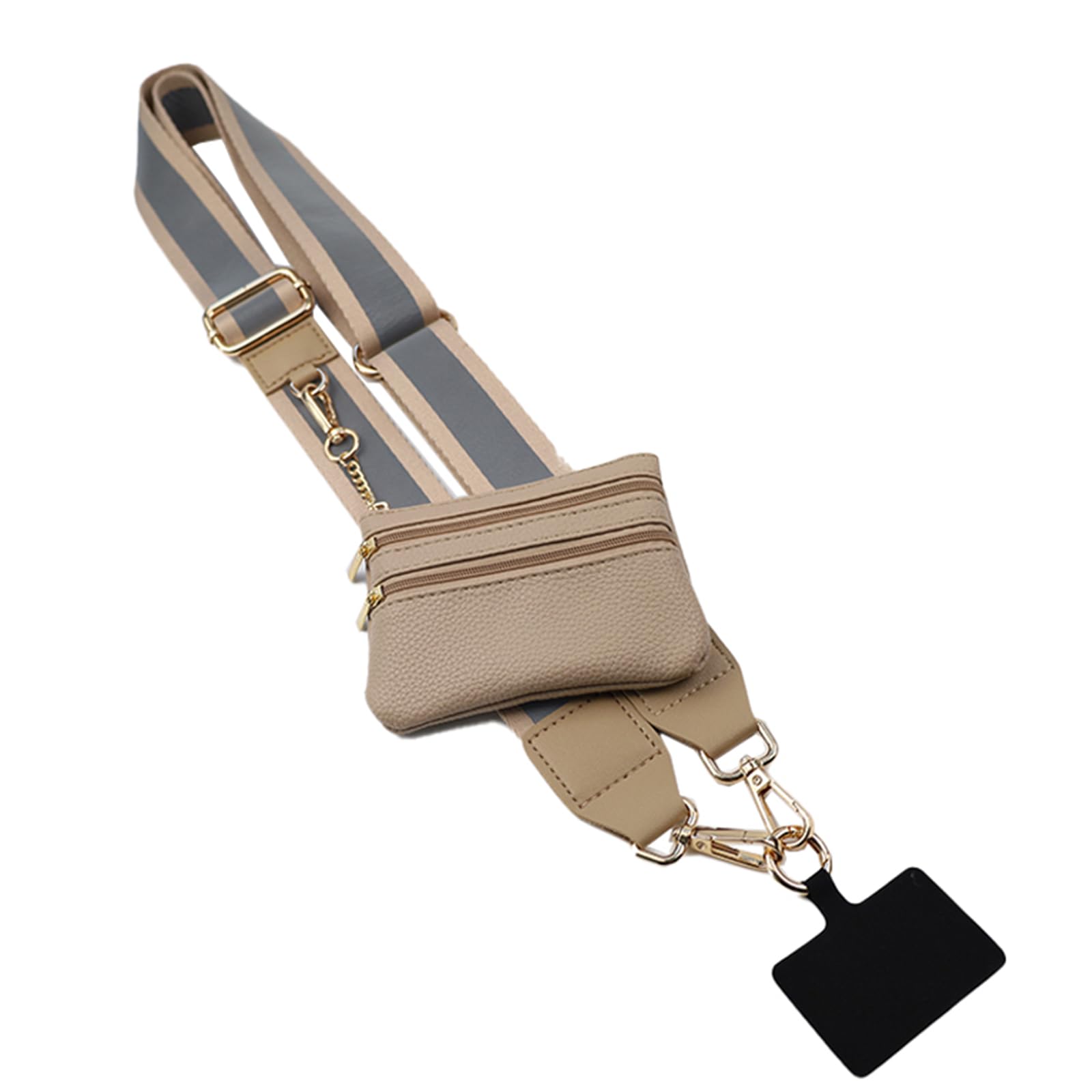 Ksopuert Reflective Brown Reflective Clip And Go Strap Crossbody Phone Chain With Zipper Wallet Pouch Adjustable Phone Lanyard Wristband (Reflective Brown)