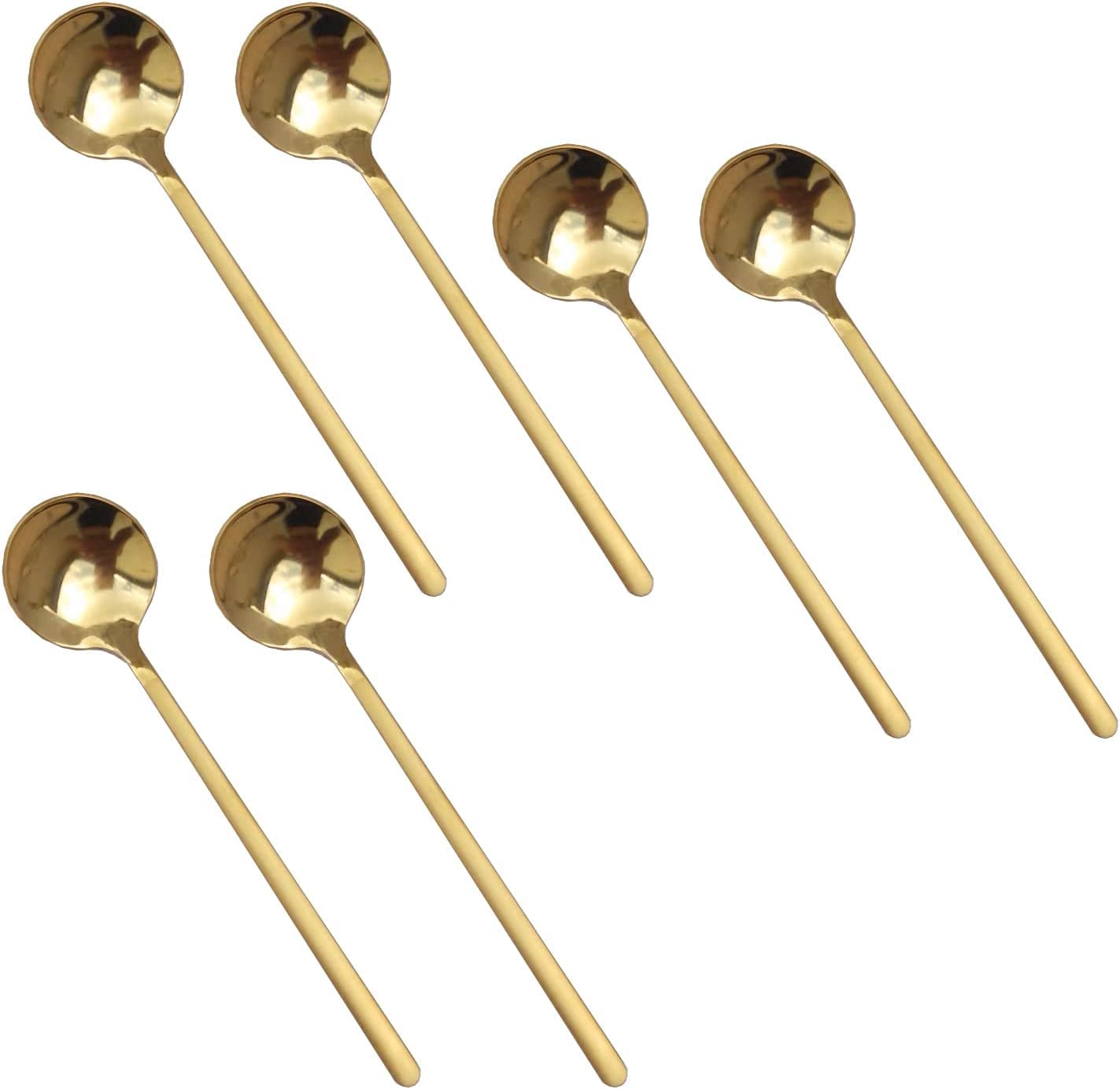 8 Stück Mini-Teelöffel Vergoldet - Edelstahl Espressolöffel 13,5cm Für Kaffee & Dessert