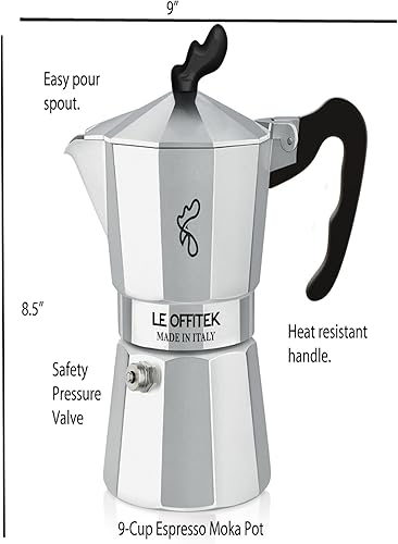 Miniatura 2 de Lorren Home Trends Amika Made In Italy - Cafetera clásica para estufa, café italiano, 9 tazas, color plateado