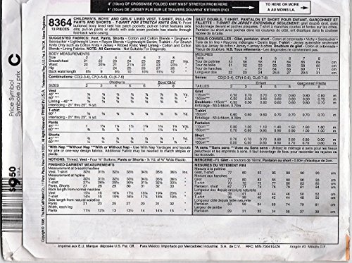 Mccall's 83641996 Boy's And Girl's Lined Vest, T-Shirt, Pants And Shorts; Size Cd (2,3,4) #TOP1