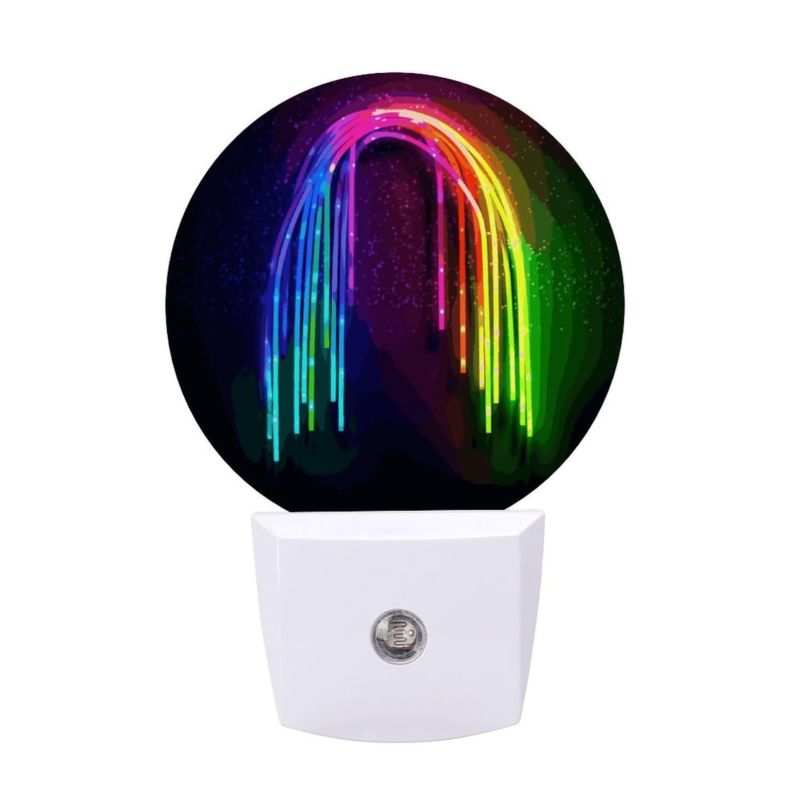 FodPand Night Light Plug Into Wall with Dusk to Dawn Sensor 0.5w Modern LED Rainbow Neon Plug in Night Lamp Warm White Glow Nightlight for Bedroom Hallway Kitchen Bathroom Stairs Corridor(Round)