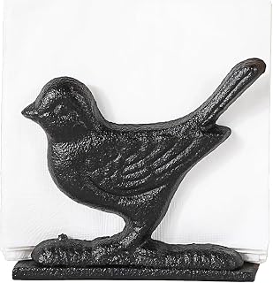 繊細な鳥をモチーフにした魅力的な鋳鉄製ナプキンホルダー、ダイニングテーブルやキッチン装飾用の自立式ティッシュディスペンサー、頑丈でエレガントなデザイン、地元の倉庫から発送