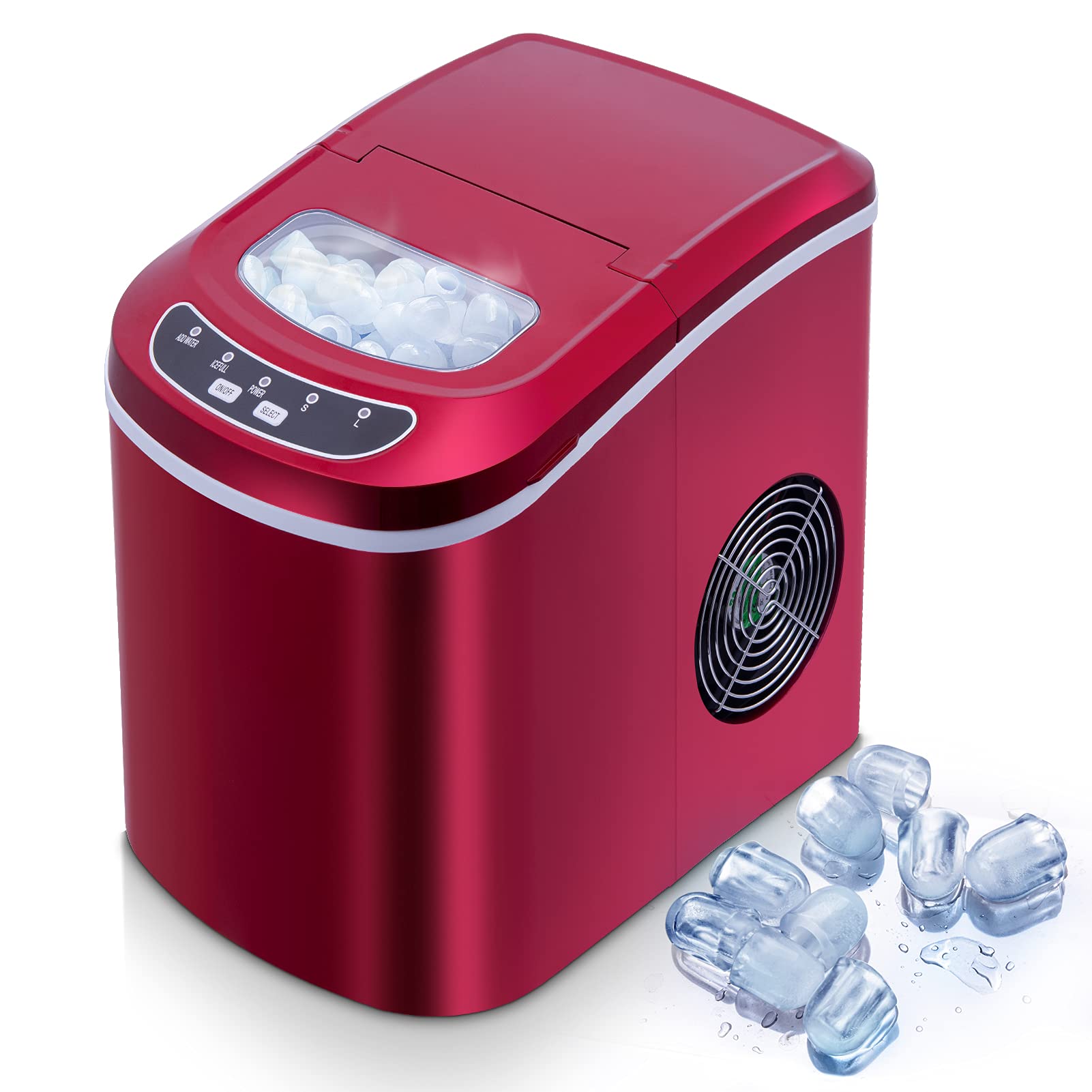 Eiswürfelmaschine Testsieger Ice Maker Maschine Tragbare Eismaschine mit automatischer Reinigung für Haushalt/Büro - 15kg Eis in 24 Stunden - 2 Eiswürfelgrößen wählbar