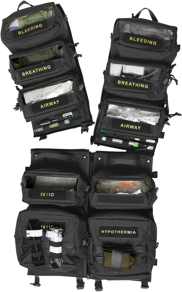 Tasmanian Tiger TT Medic Transporter Transportables Pocket Panel, Additional Bags Set for Medical Equipment, Medic Pouch Set (Black)