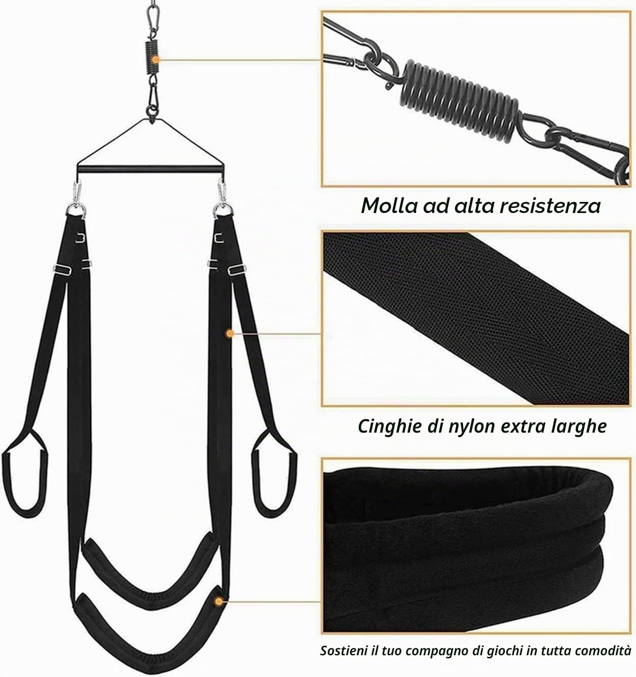 Set di restrizioni del kit di schiavitù sessuale Altalena da soffitto for sesso for adulti Heavy Duty 800lbs Altalene sessuali girevoli Altalena da soffitto Ganci girevoli Telaio del supporto del sedi