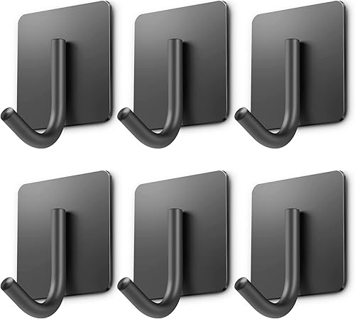 Ganchos adhesivos, ganchos para toallas, paquete de 6 ganchos adhesivos resistentes, ganchos para toallas para baño, cocina, dormitorio, gancho de