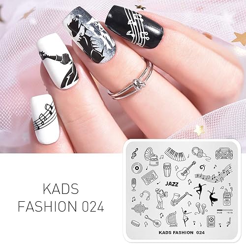 Miniatura 3 de KADS Nail Art Image Stamping Plates Guitar Pattern Music Fashion Image Plates DIY Plantilla de manicura (FA024)