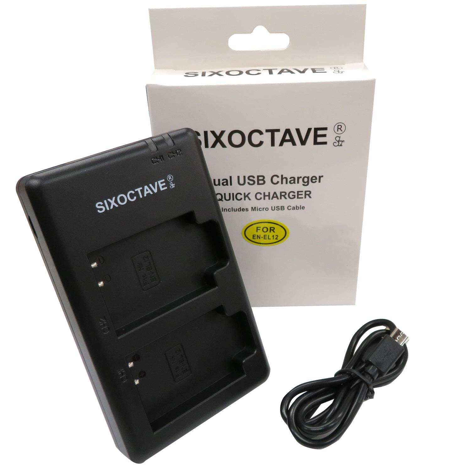 Amazon | SIXOCTAVE EN-EL12 互換デュアル USB 充電器 カメラ