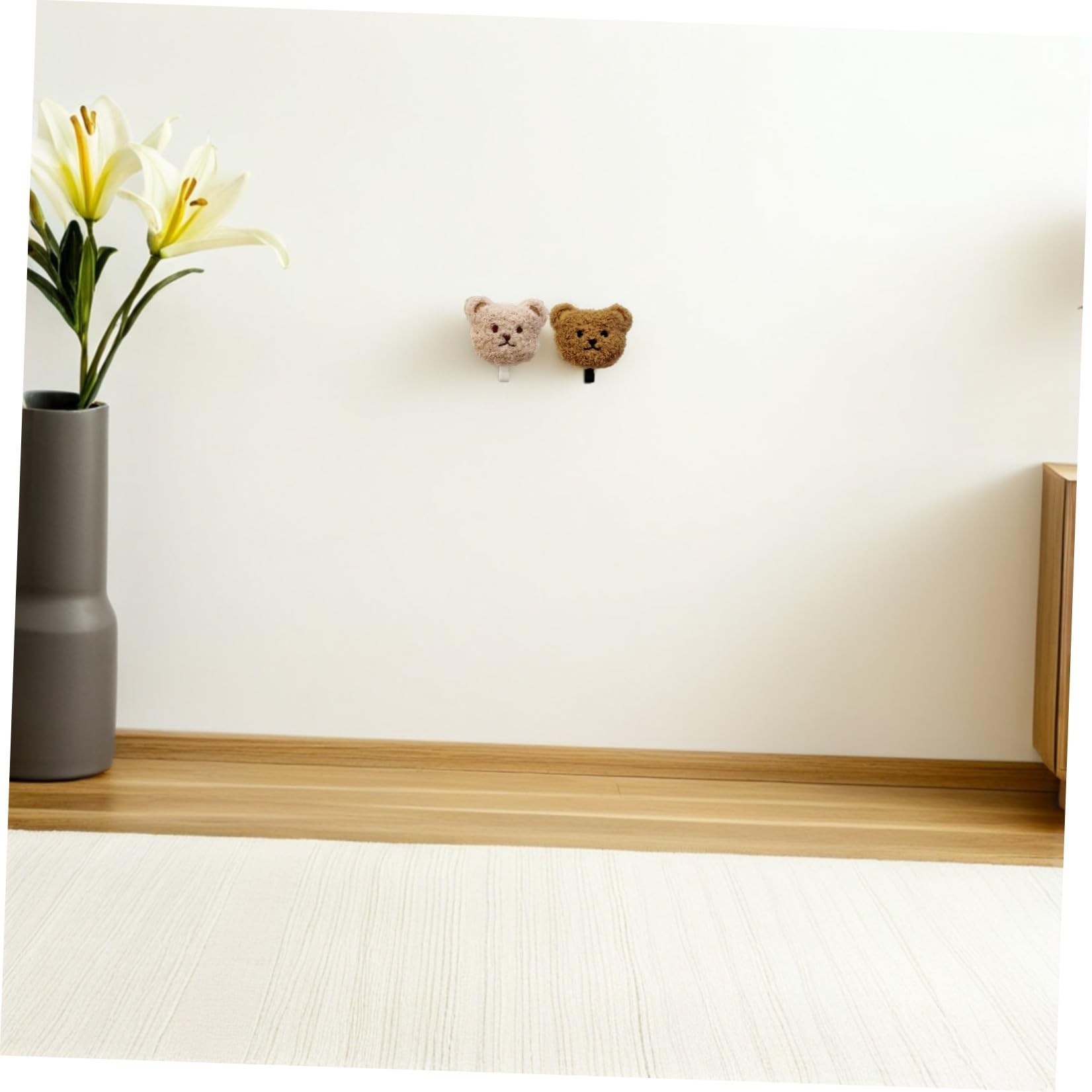 Ipetboom Gancio Adesivo a Parete Orsetto Peluche 2 Pezzi, Gancio Chiavi | Pp Legno Peluche, Design da Muro Autoadesivo, per Cappotti e Ombrelli, Uso Facile in Casa o Viaggio