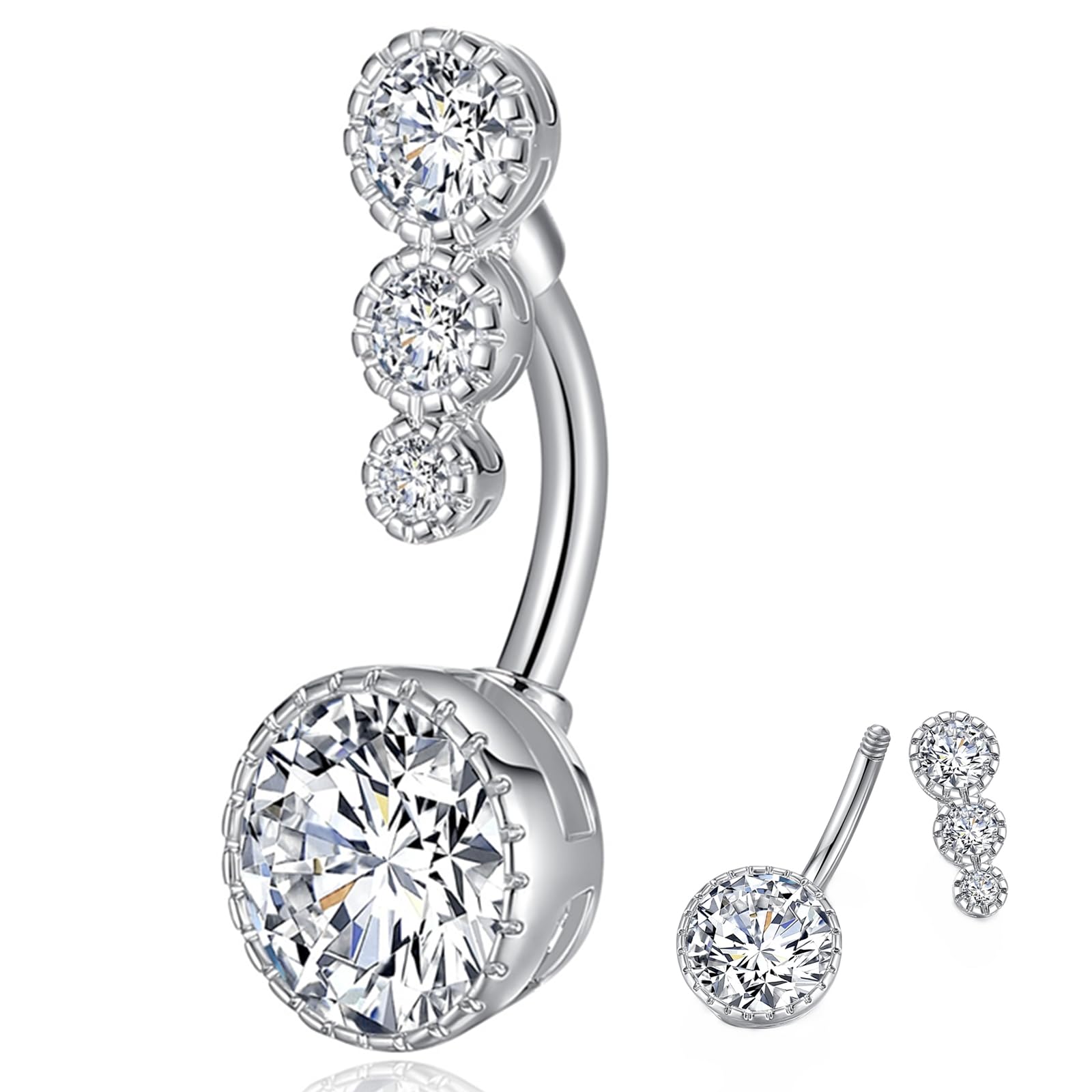 G23 tytanowy kolczyk do pępka przezroczysty CZ pierścienie do pępka pierścienie do pępka biżuteria do piercingu brzucha biżuteria do ciała 14 g 14 mm 12 mm 10 mm 8 mm