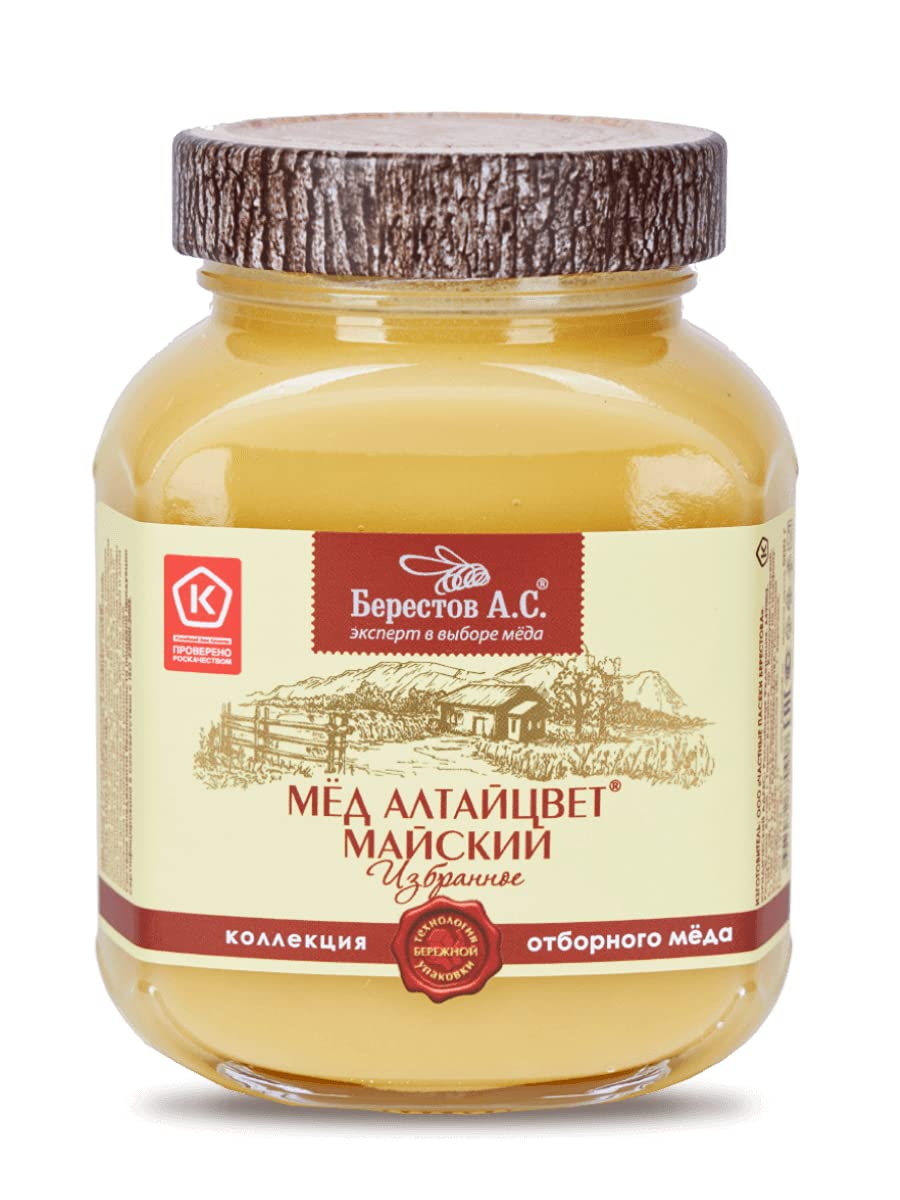 Berestov Altay Flower May Honey, 500g/17.74oz Selected Series, Natural Premium Organic Russian Honey