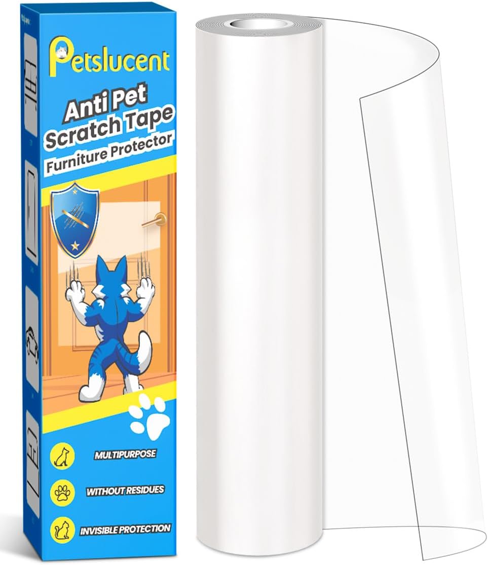 Petslucent Door Protector from Dog Scratching, Cat Anti Scratch Tape, Clear Training Self Adhesive Tape for Carpet, Sofa, Couch, Door (20cm x 3m)