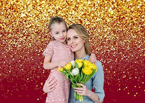 Lycgs 7X5Ft Red Glitter Backdrop Birthday Backdrop Gold Spots Bokeh Backdrop Wedding Prom Graduation Photography Background Happy New Year Backdrop Studio Props X-126 #TOP2