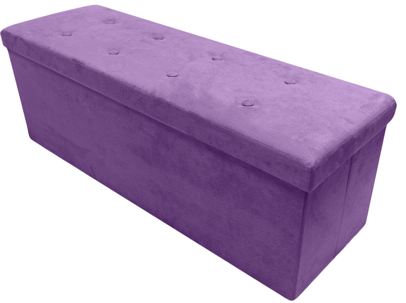 Sorbus Storage Ottoman Bench – Collapsible/Folding Chest with Cover – Perfect Toy and Shoe, Hope Chest, Pouffe Seat, Foot Rest, – Contemporary Faux Suede (Purple)