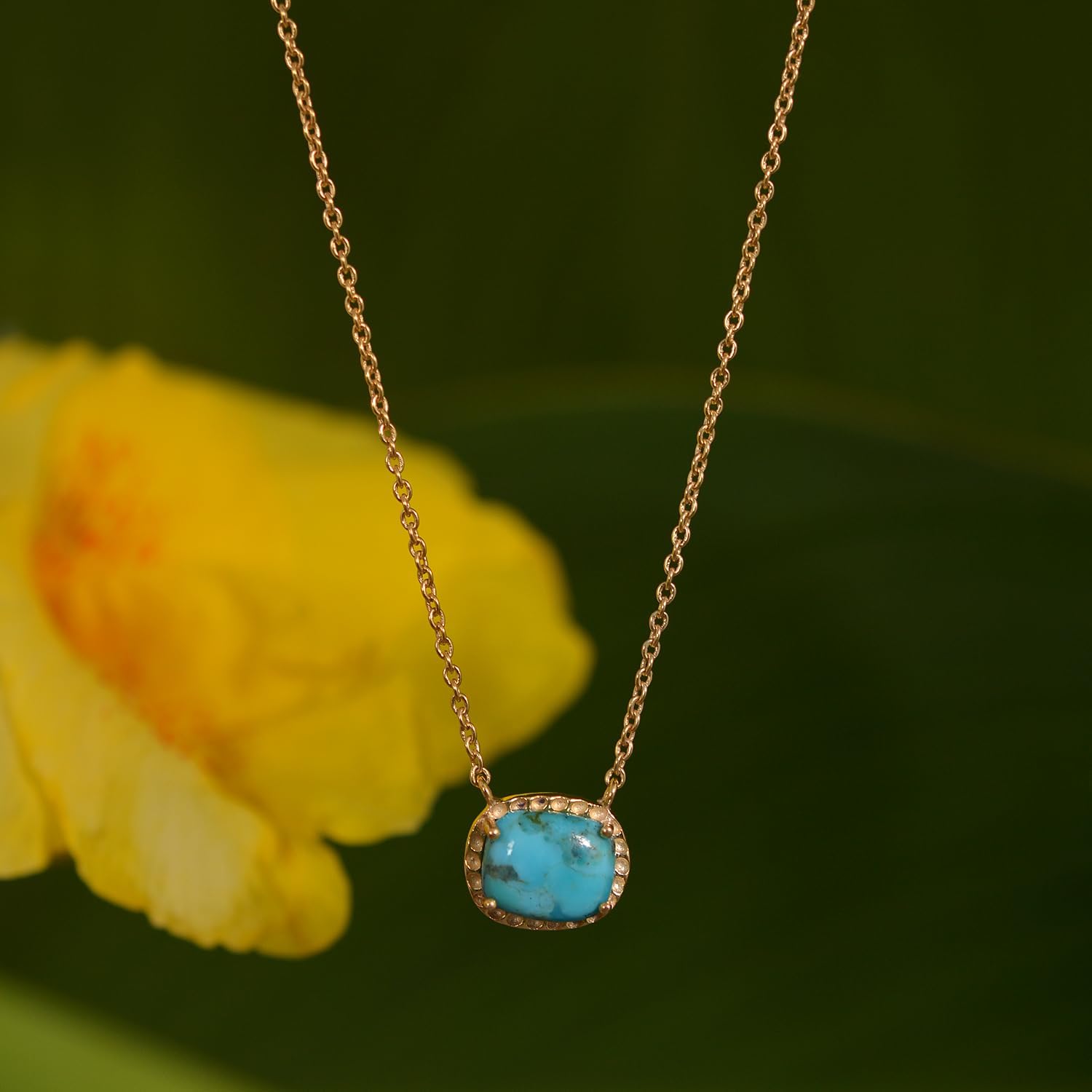 14K Gold Plated Gemstone Pendant Necklace | Dainty Chain Necklaces for Women | 8x10 MM Gemstone Pendant Necklace for women - Image 2