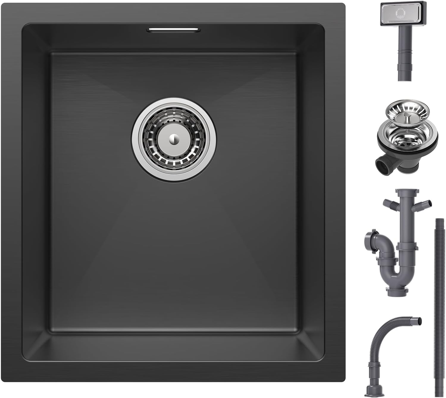 LOMAZOO Spüle Schwarz, Spülbecken Edelstahl, Schwarze Küchenspüle