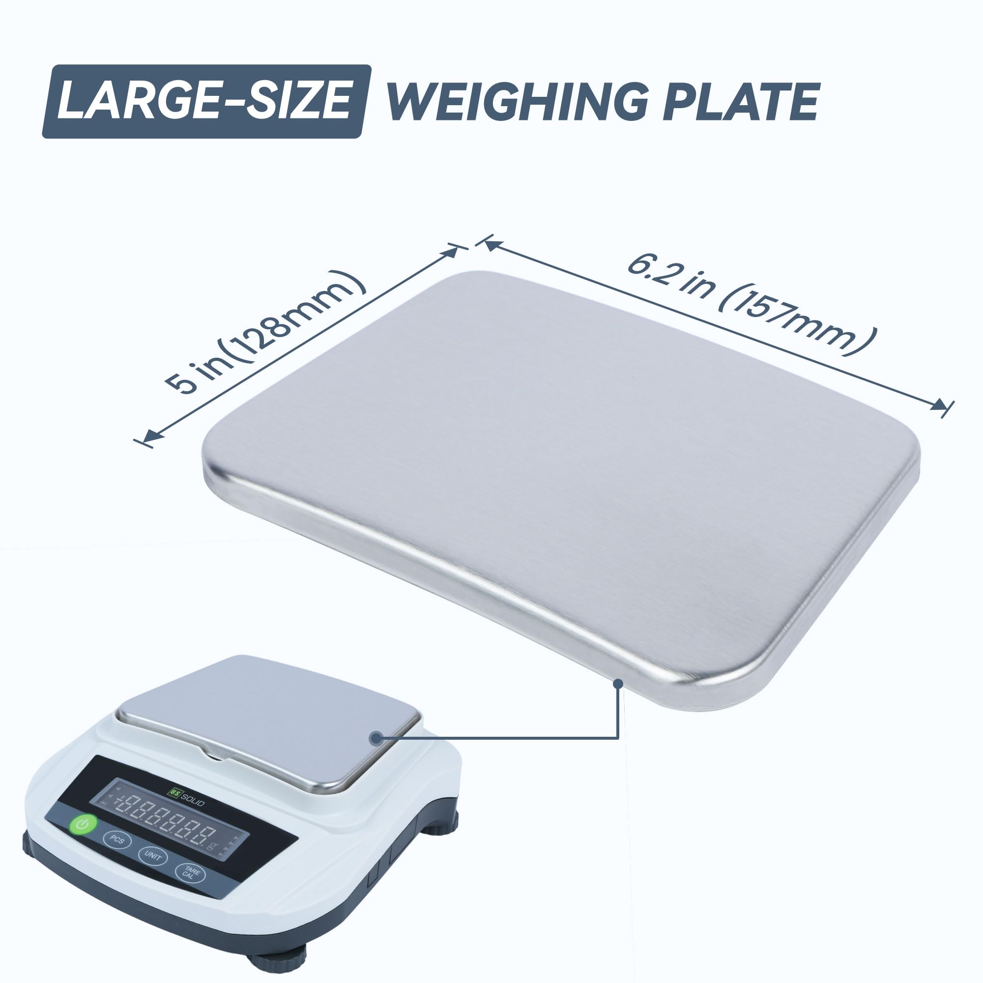 U.S. Solid Báscula digital para laboratorio, 2000 g x 0,01 g, báscula de análisis de precisión, para cocina, joyas, farmacia, pesaje - fuente de alimentación AC/DC