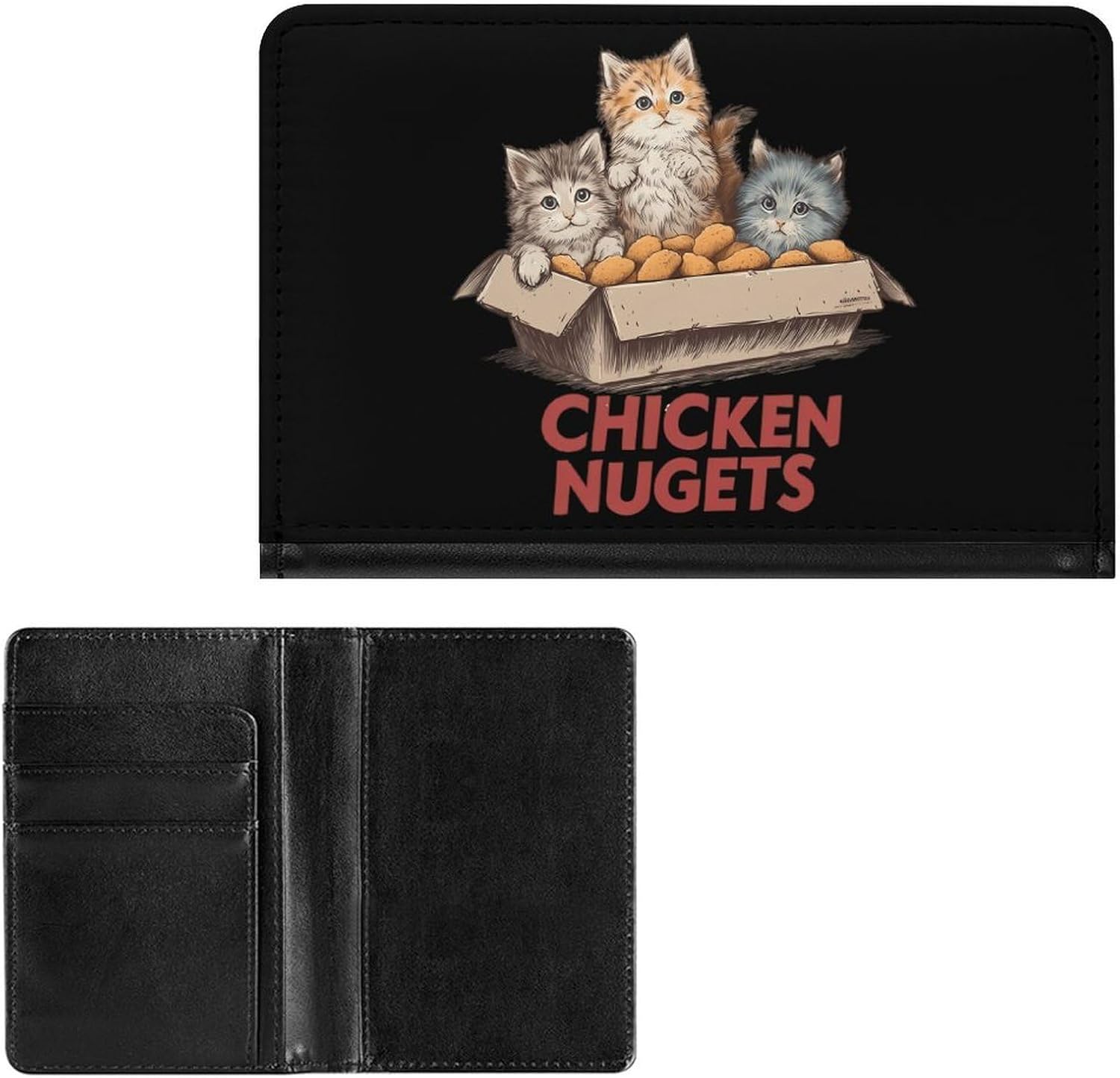 Cat Chicken Nugets Travel Passport Holder Passports Protective Cover for Women Men with Card Slots