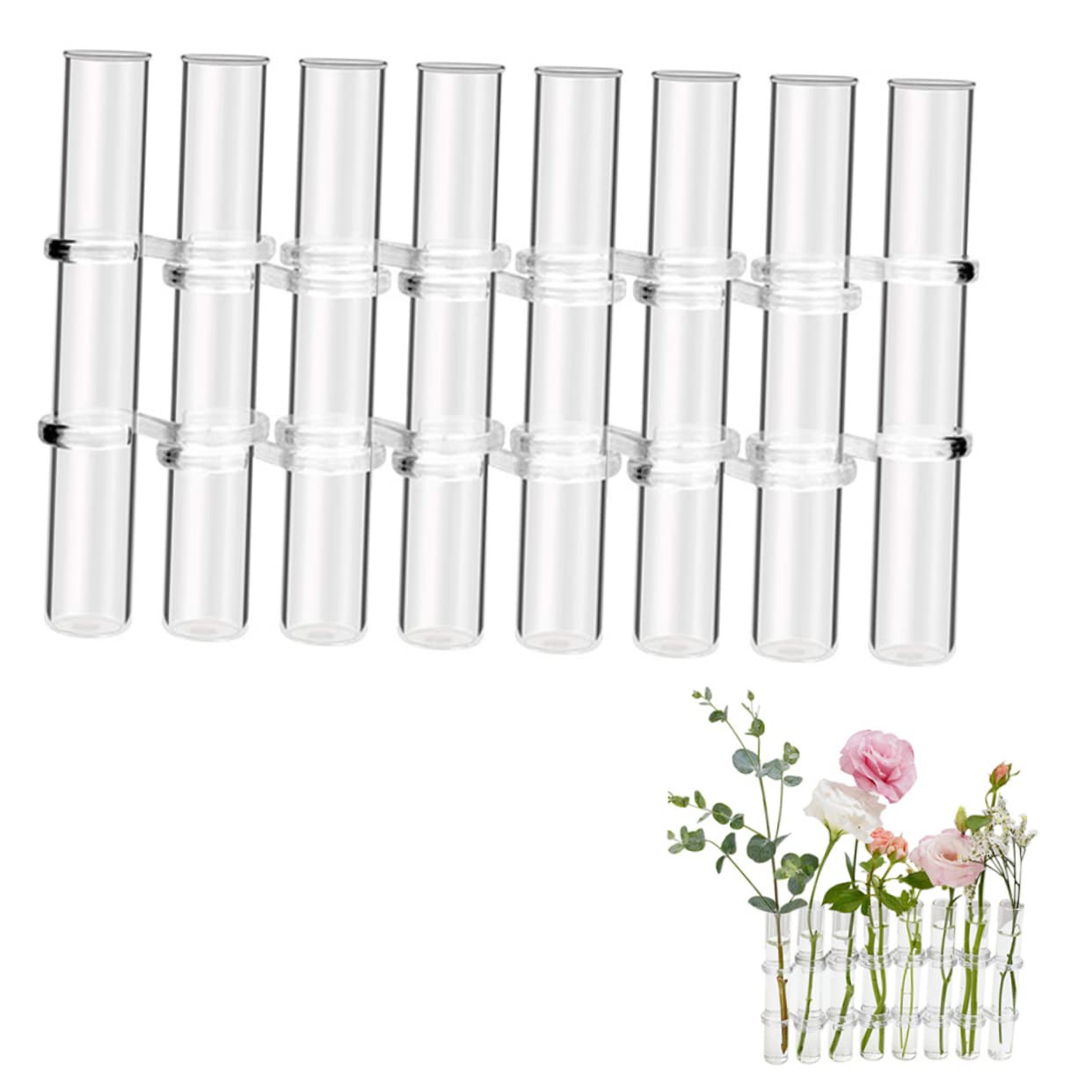 Vase à Tube à Essai en Verre Transparent, 1 Set, pour Plantes
