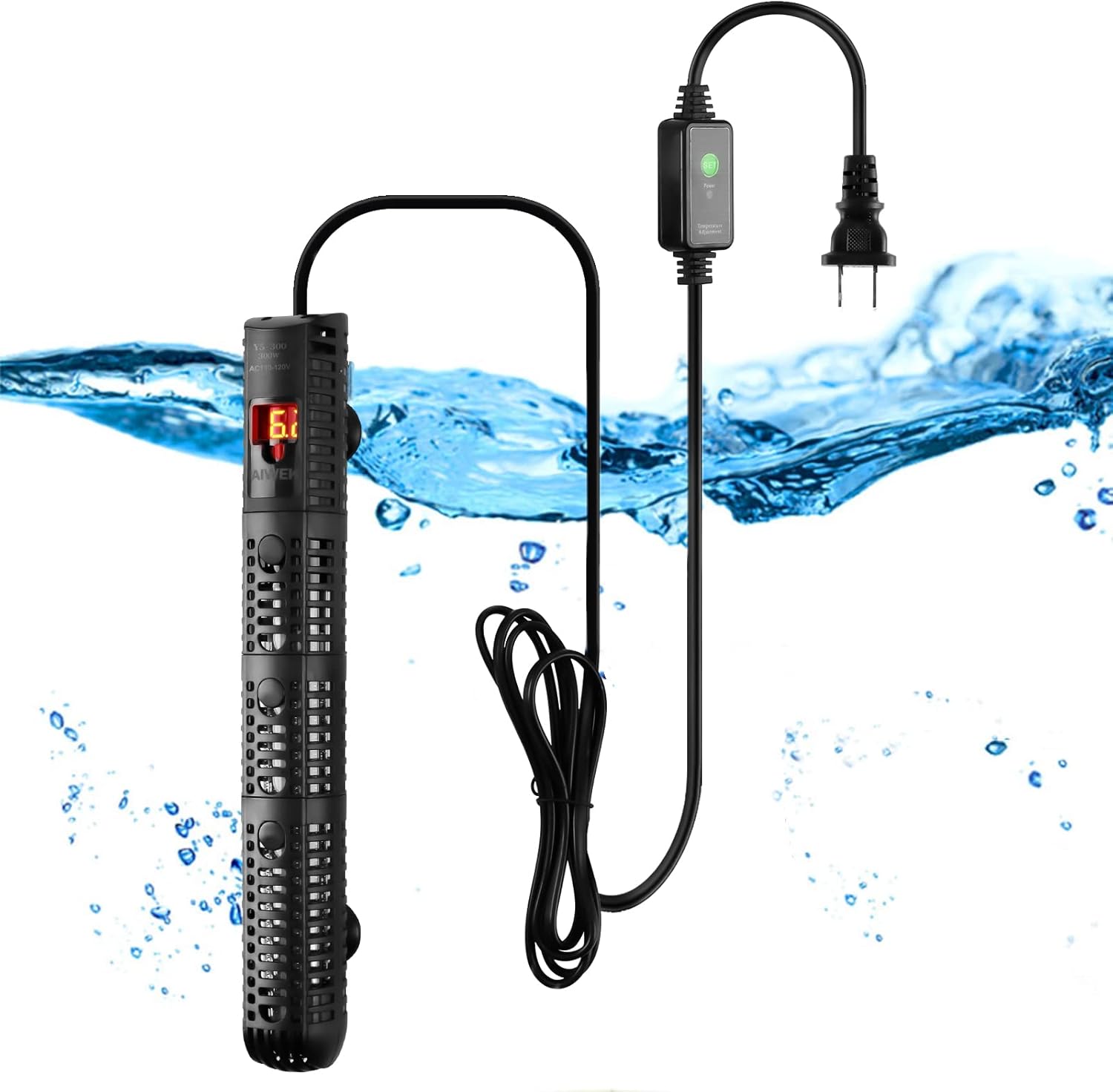 Aquarium Heater 300W Upgraded Fish Tank Heater With Leaving Water Automatically Stop Heating And Advanced Temperature Control System