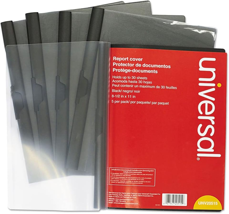 Universal 20515 プラスチックレポートカバー クリップ付き