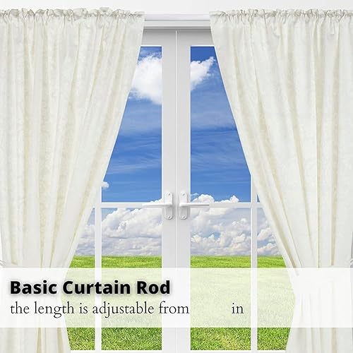Miniatura 4 de Barra individual resistente, barra de cortina con costura de bloqueo de 28 a 48 pulgadas de ancho ajustable, proyección de 2 12 pulgadas, accesorios