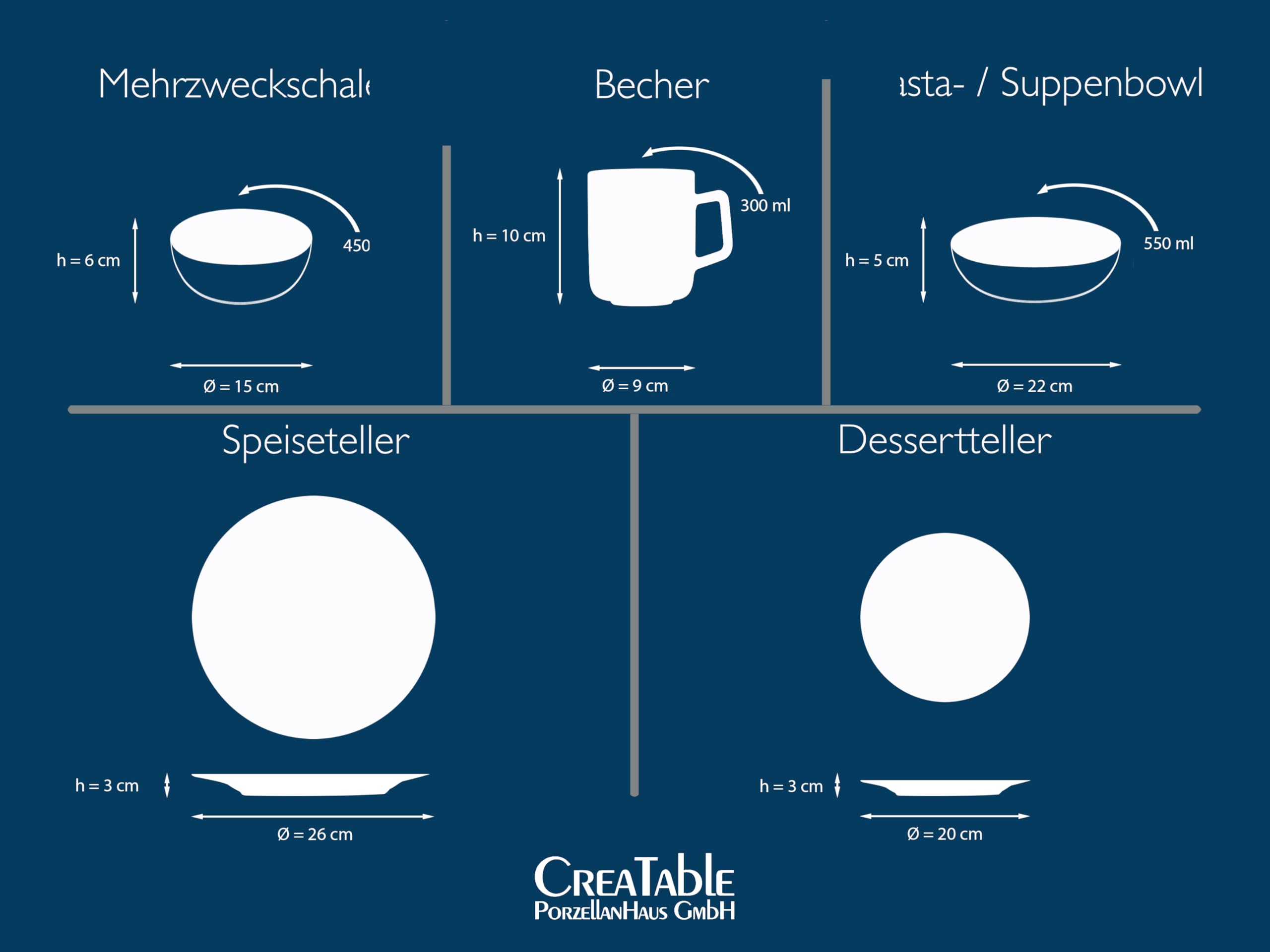 CreaTable, 21555, seria Nordic Fjord, 30-częściowy zestaw naczyń dla 6 osób, serwis kombi z kamionki, nadaje się do mycia w zmywarce i używania w kuchence mikrofalowej, wysokiej jakości produkcja