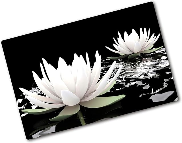 Tulup Glass Chopping Board Cutting Board Splashback Tempered Glass Kitchen Protection - Water Lilies
