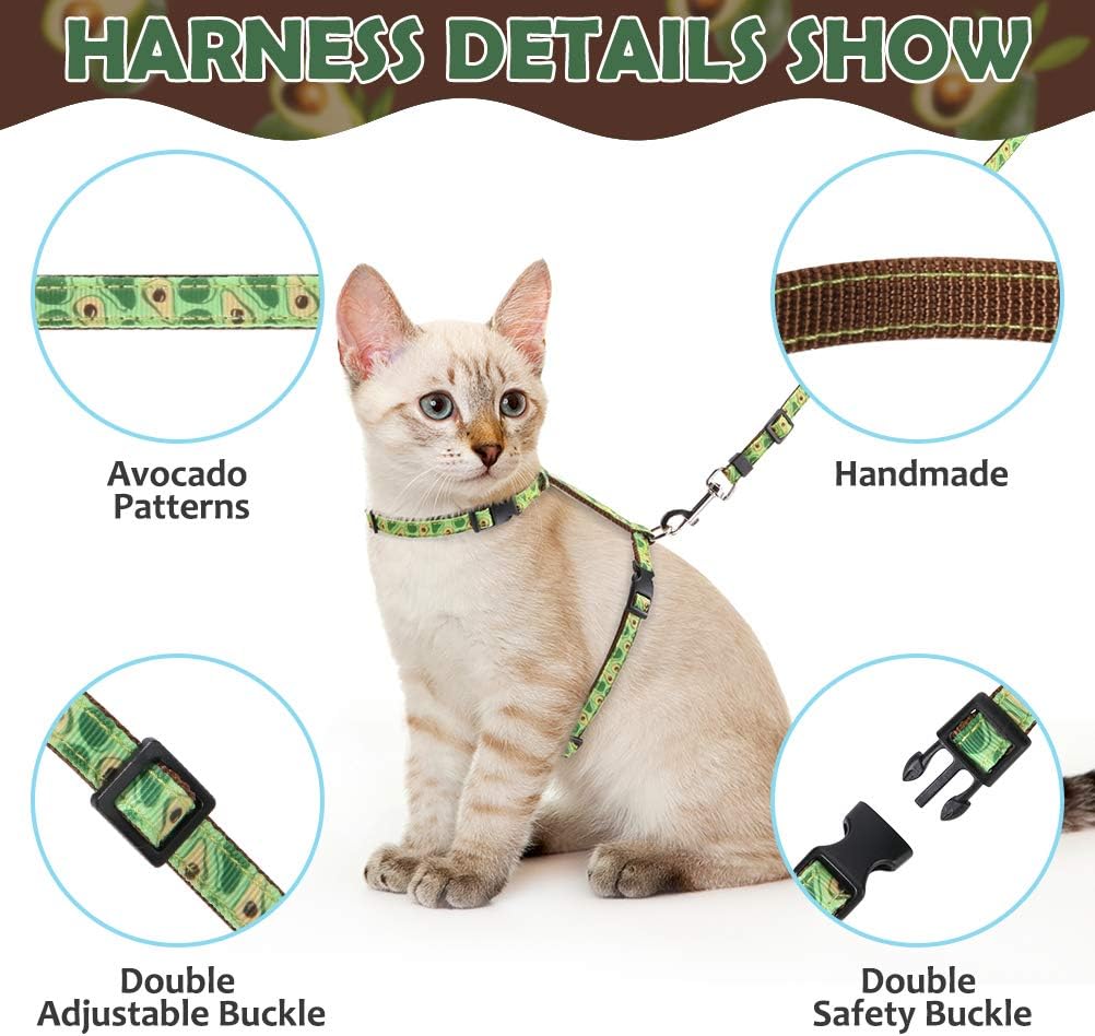 PAWCHIE Cat Harness and Leash Set - Escape Proof Adjustable H-Shaped Cat Vest and Collar Accessory, Soft Comfortable Strap for Cats Outdoor Walking