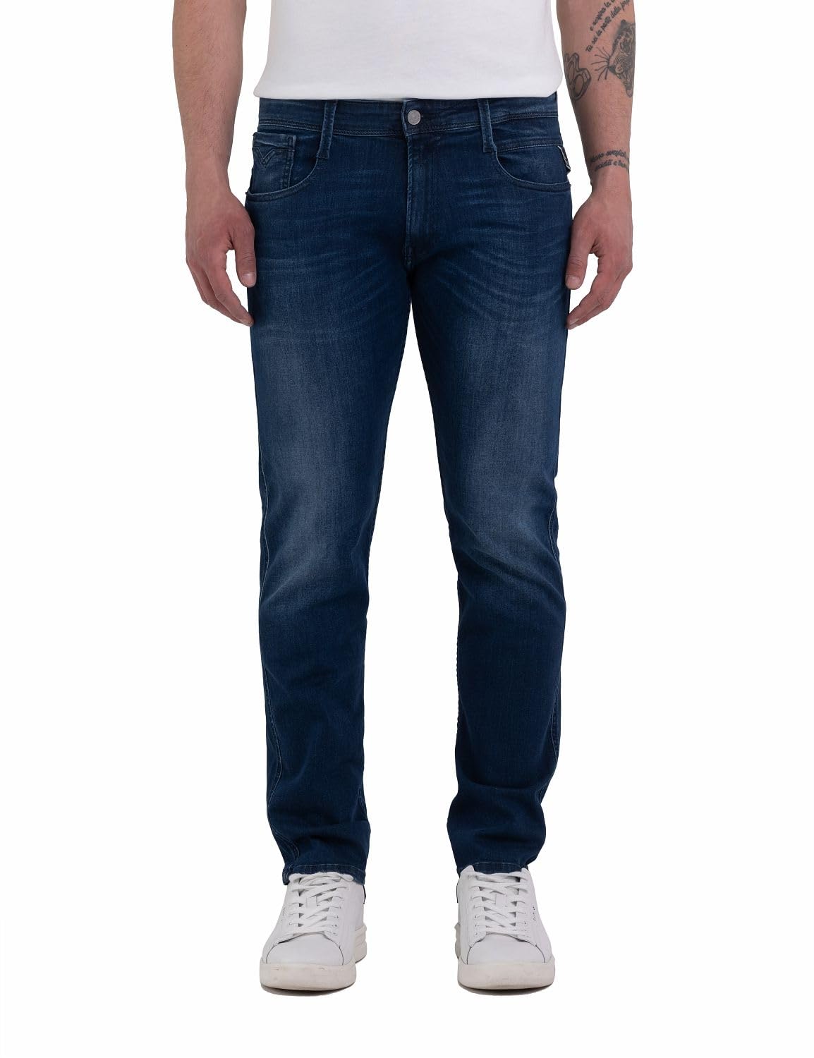 Replay Men's M914 Anbass Power Stretch Jeans, 9 Medium Blue, 31W / 30L