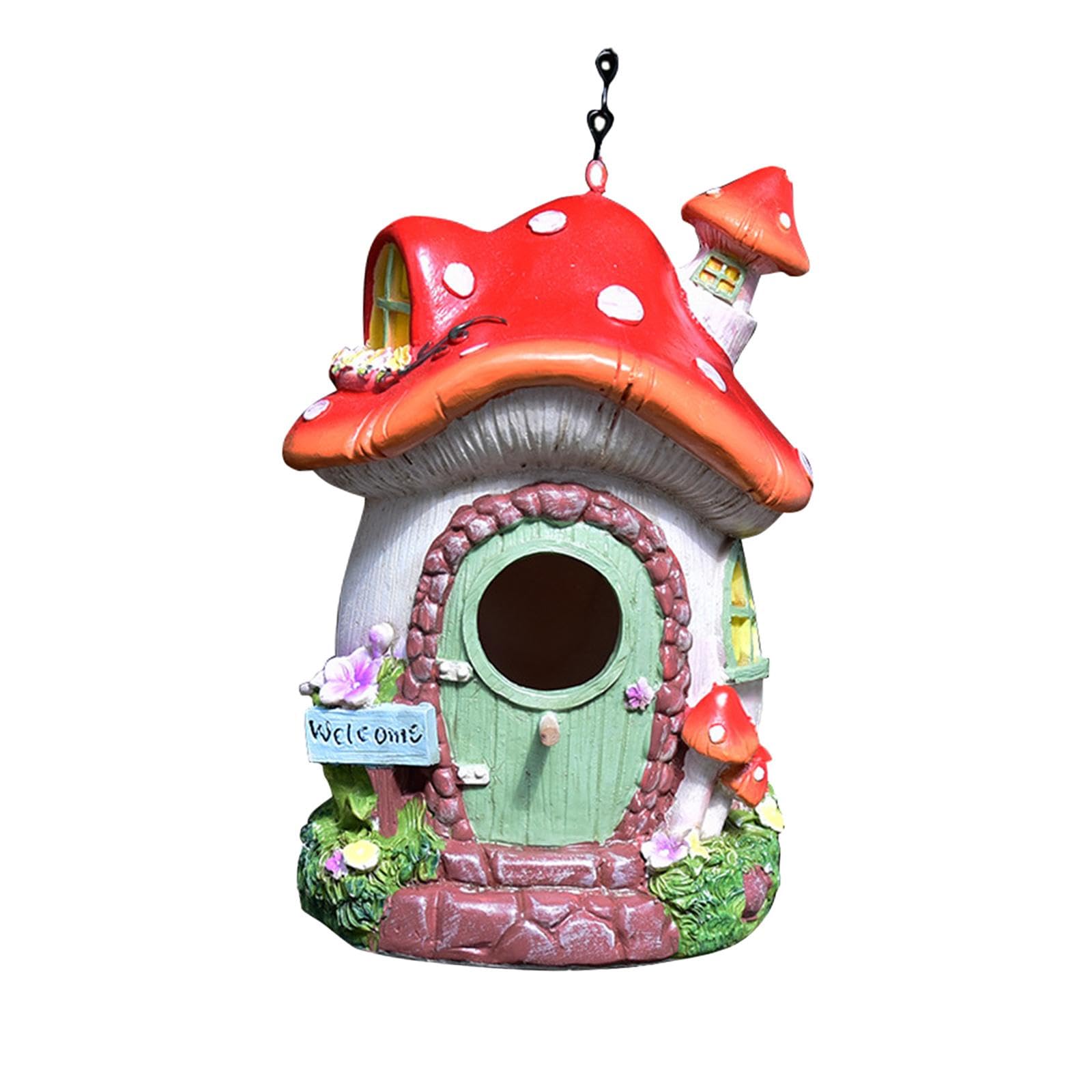 F Fityle Casa Colgante para pájaros, Refugio para pájaros al Libre, casa de Resina con Forma de, decoración para jardín, de pájaros Decorativa para