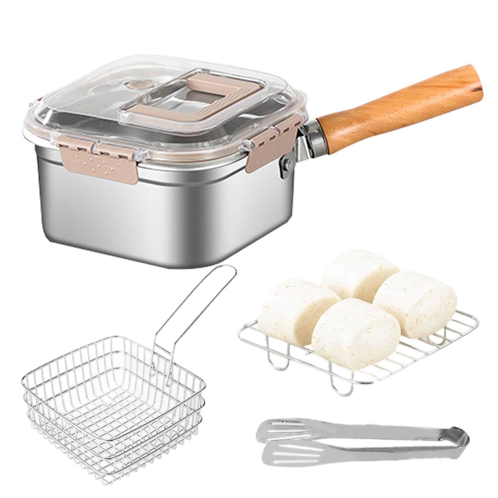 Freidora - Sartén multifuncional - Freidora de acero inoxidable a prueba de salpicaduras para patatas fritas pollo y más apta para lavavajillas