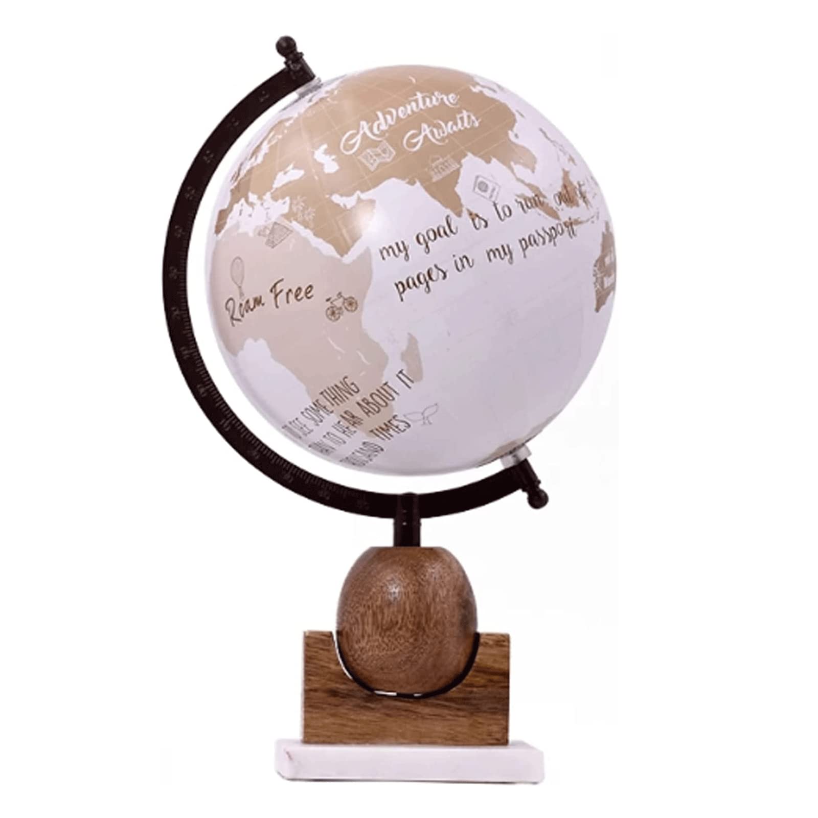 LIOONS Mappamondi Globo Mappamondo da Tavolo Americano Mappamondo con Base in Marmo in Legno Globi con Stampa HD Globi geografici per la Decorazione del Soggiorno Fine e Chiaro
