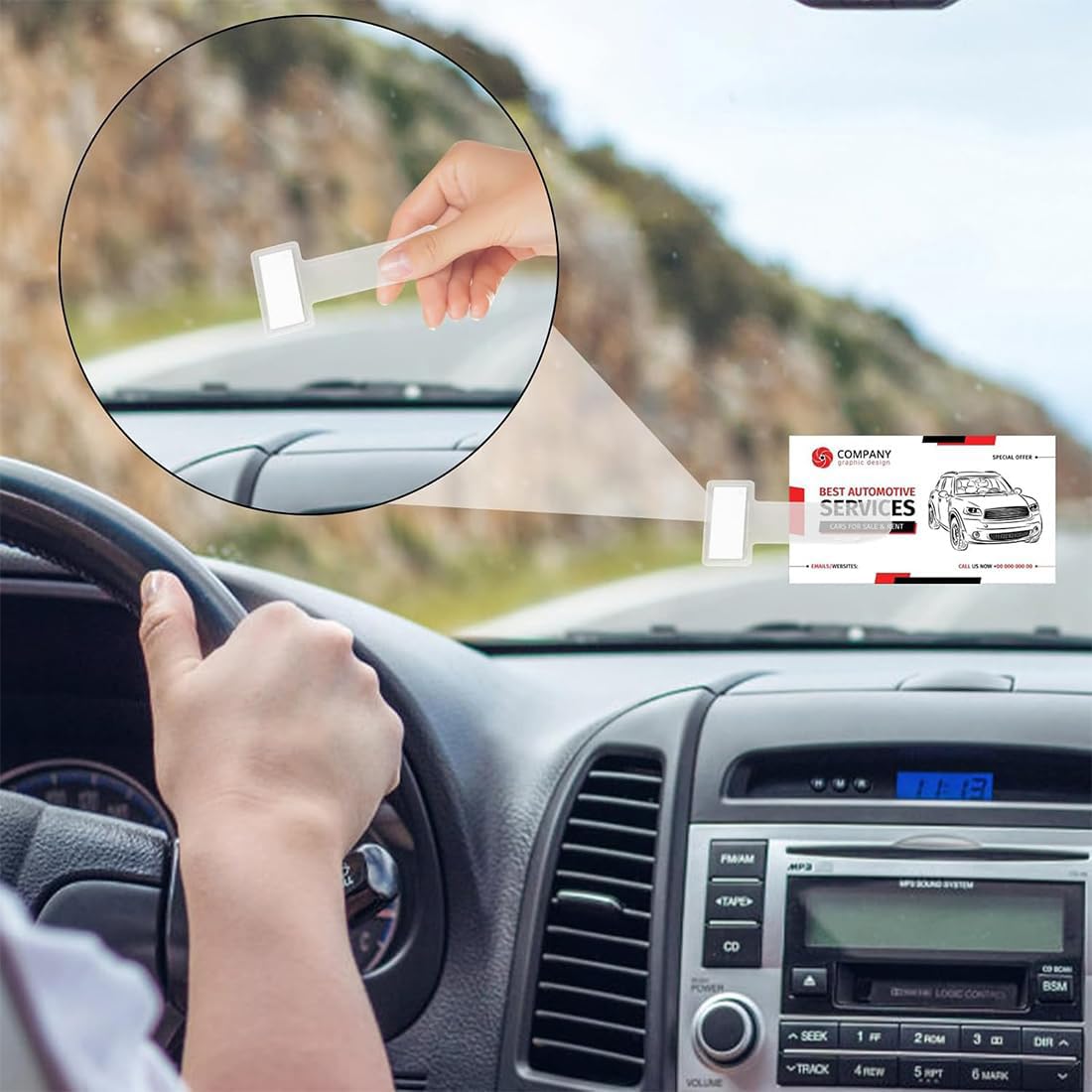 6 Soportes Transparentes Para Coche, Estacionamiento, Tarjetero Con Adhesivo Para Parabrisas, Clip Independiente Para Documentos, Soporte Para Boletos De Parabrisas De Coche (Transparente)