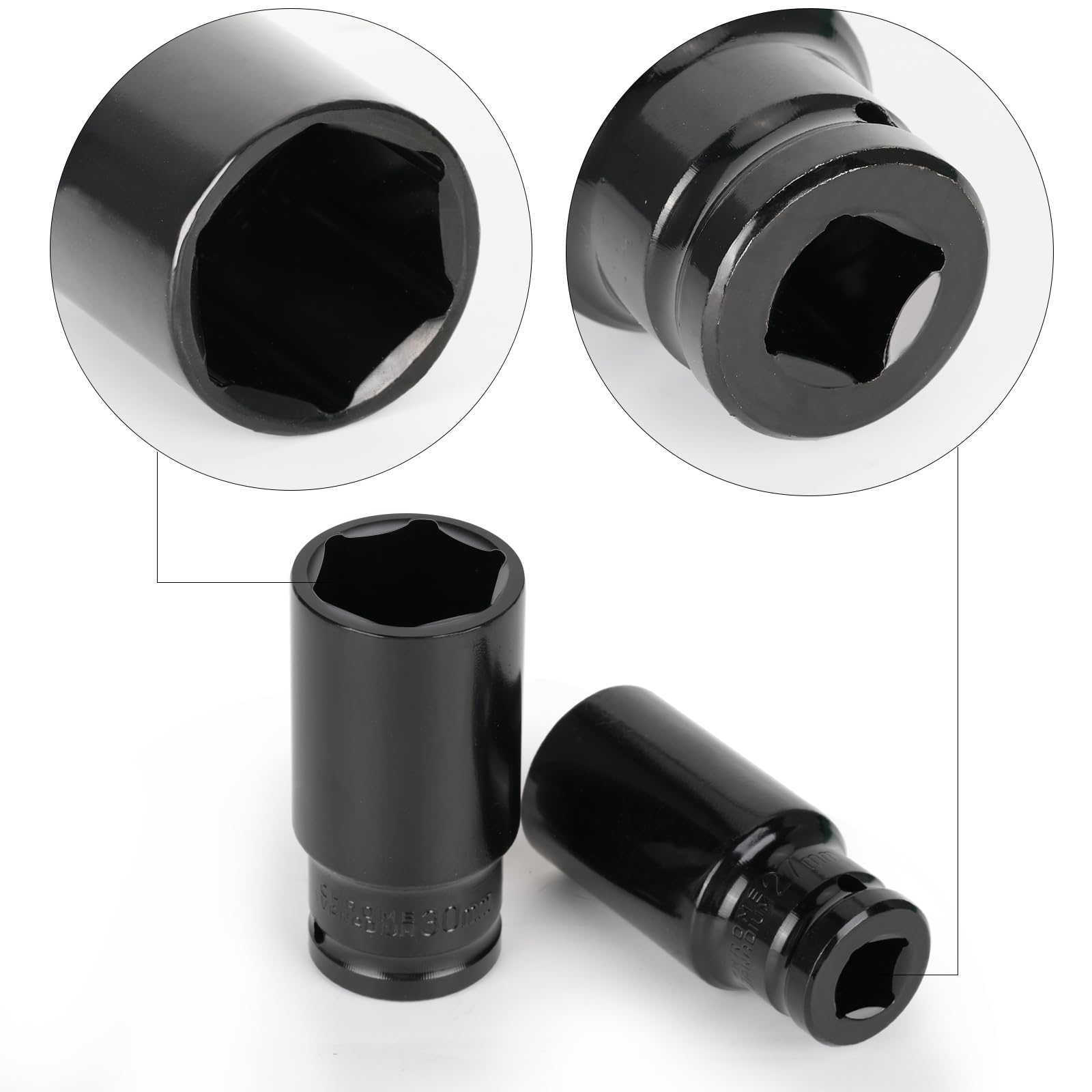 Juego de 15 piezas Llaves de Vaso Impacto 1/2", CR-V Métricos 8-32mm Vasos de Impacto Largos, Juego de Llaves de Vaso Hexagonales, Vasos Impacto Set, para de Coches Cambio Neumáticos
