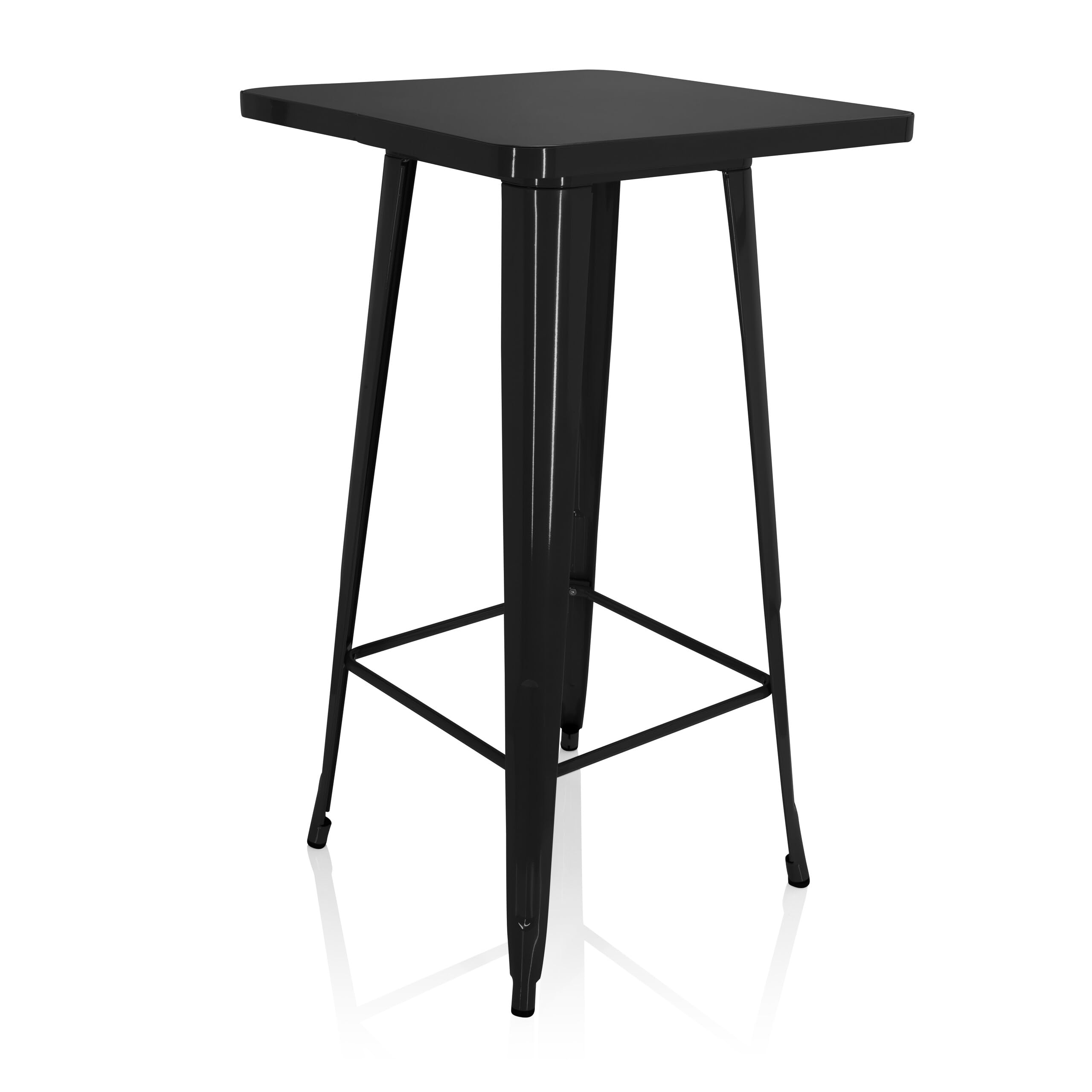 HJH Office 645060 Tavolo da Bar Metallo VANTAGGIO HIGH T Tavolo Alto Quadrato, Stile Industriale, Telaio in Acciaio Resistente, Nero